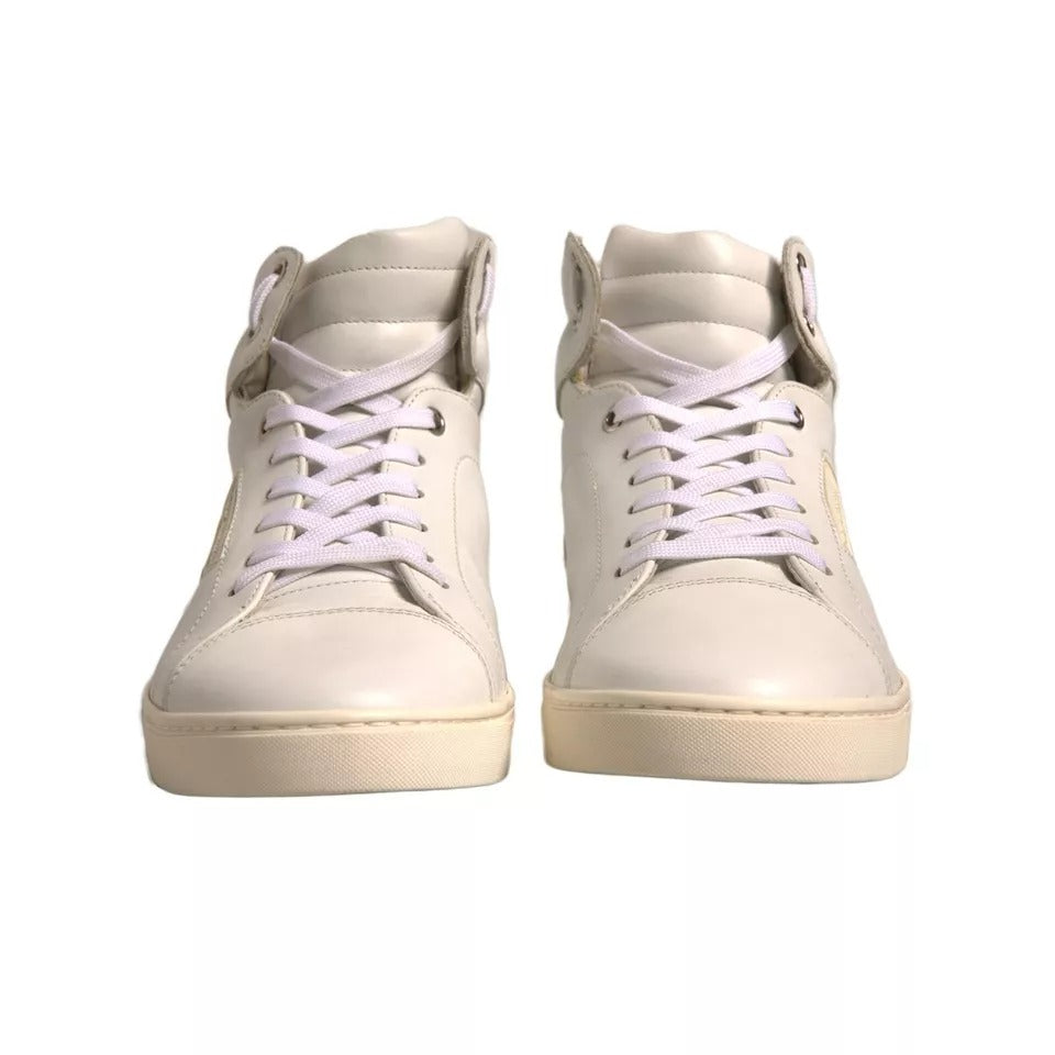 Dolce & Gabbana White London Logo High Top Sneakers Men's Shoes (Pre-Owned)