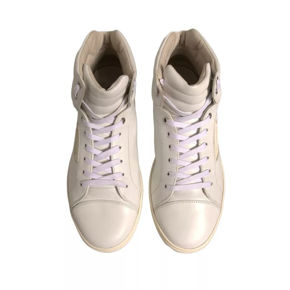 Dolce & Gabbana White London Logo High Top Sneakers Men's Shoes (Pre-Owned)