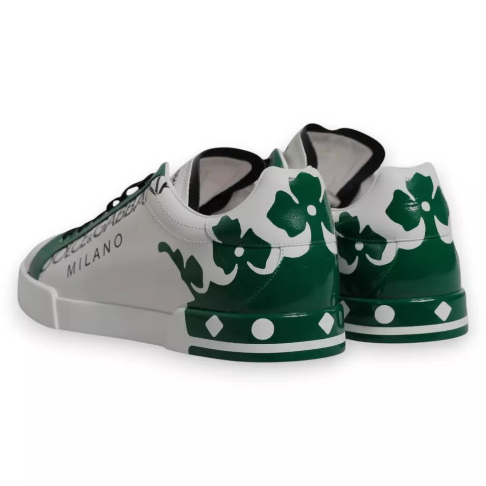 Dolce & Gabbana White Green Leather Crown Milano Sneakers Men's Shoes (Pre-Owned)