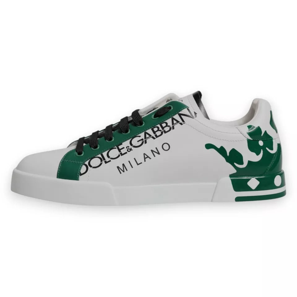 Dolce & Gabbana White Green Leather Crown Milano Sneakers Men's Shoes (Pre-Owned)