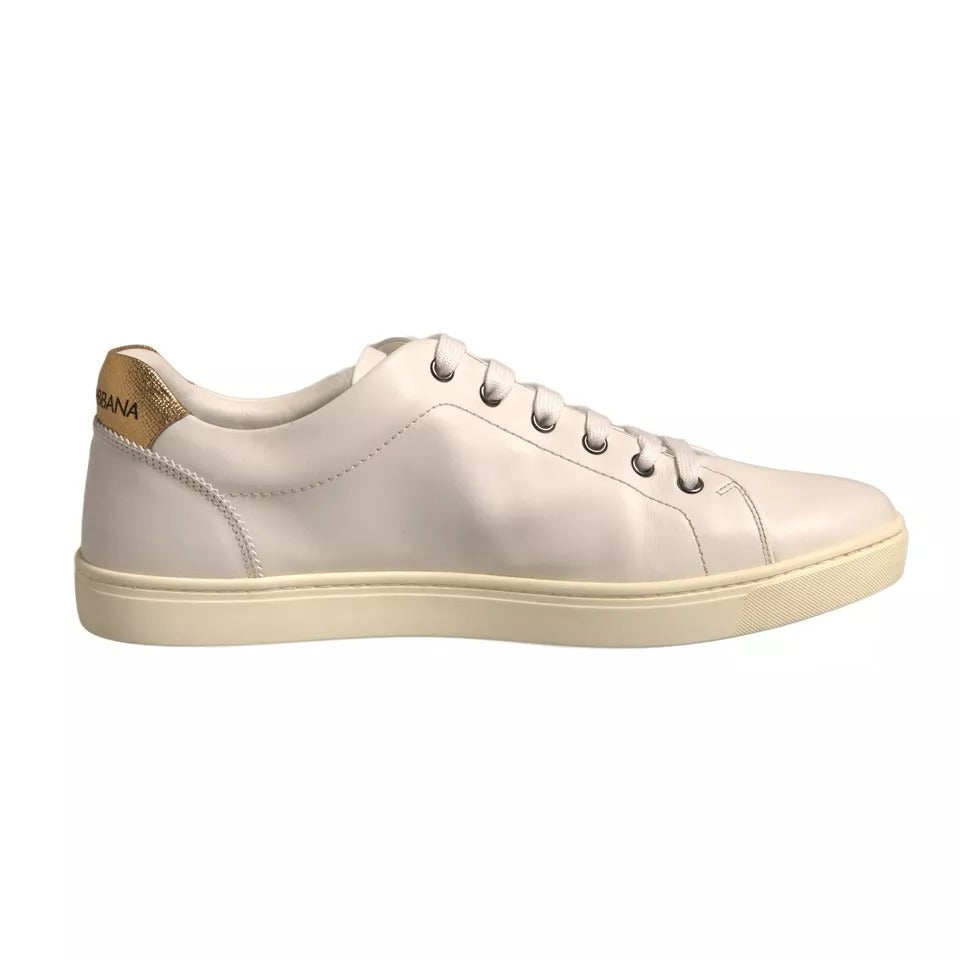 Dolce & Gabbana White Leather Heart Embellished Sneakers Men's Shoes (Pre-Owned)