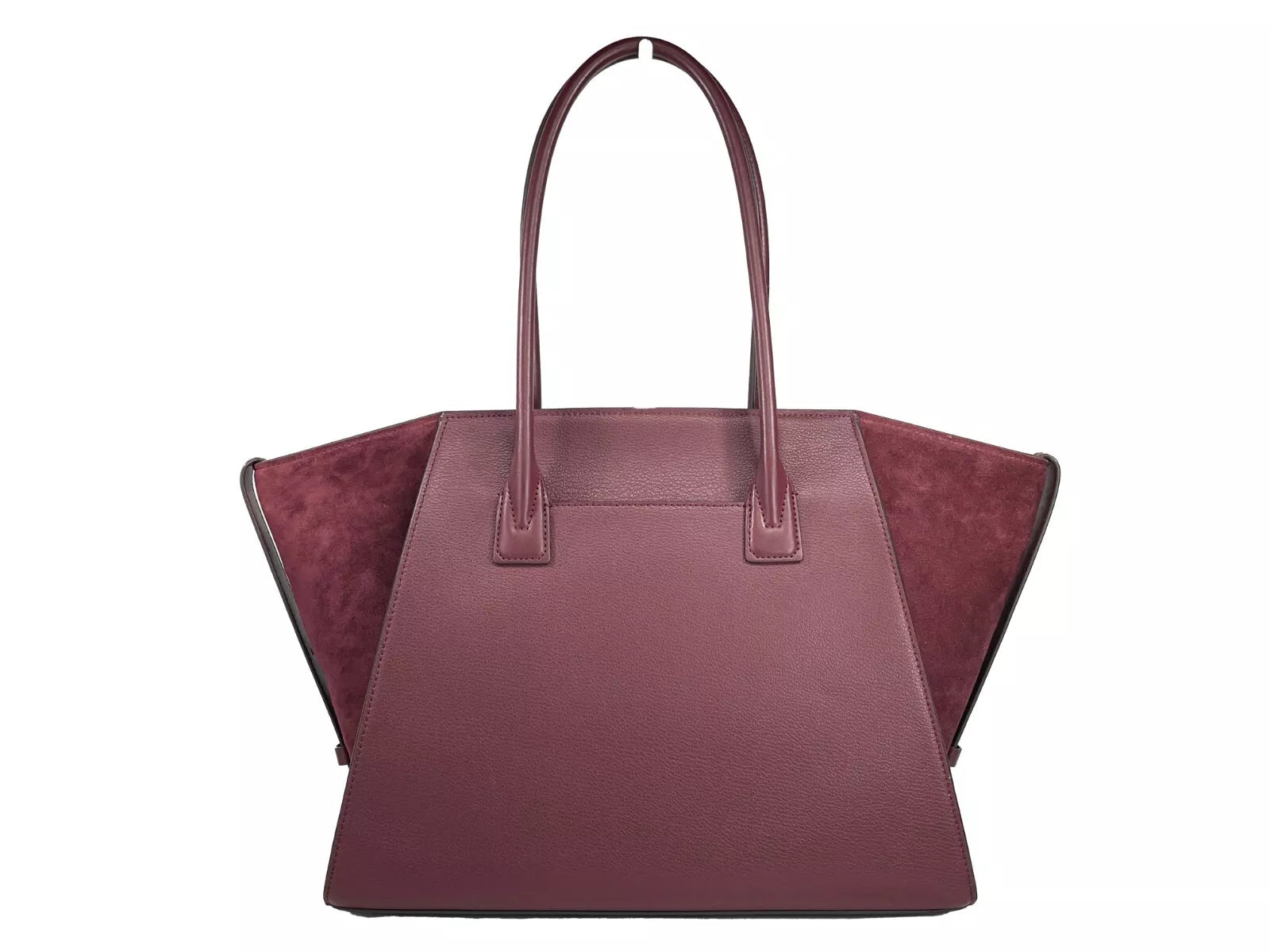 Michael Kors Avril XL Suede Leather Top Zip Satchel Bag Oxblood Women's Red