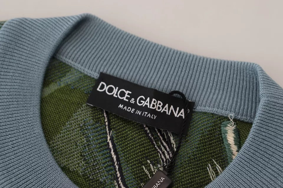 Dolce & Gabbana Jungle Wool Silk Pullover Logo Men's Sweater