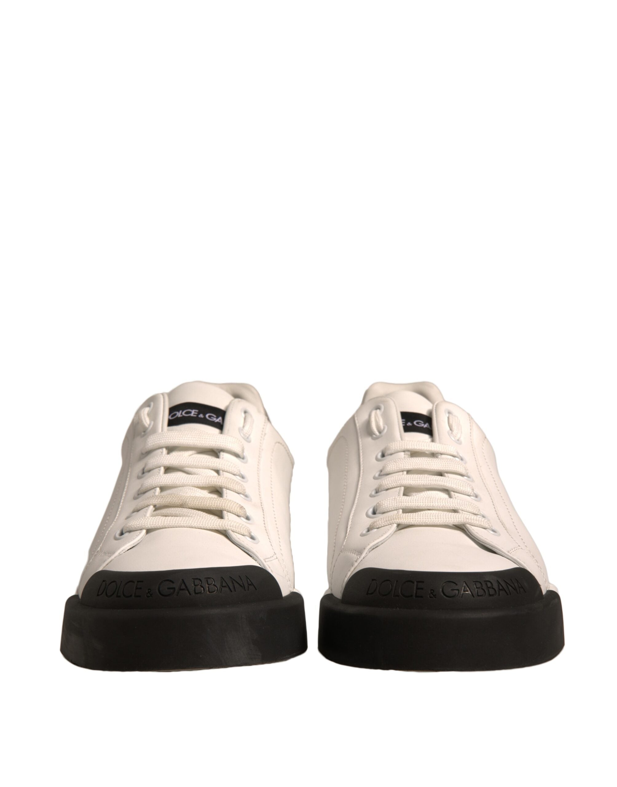 Dolce & Gabbana White Leather Logo Portofino Sneakers Men's Shoes (Pre-Owned)