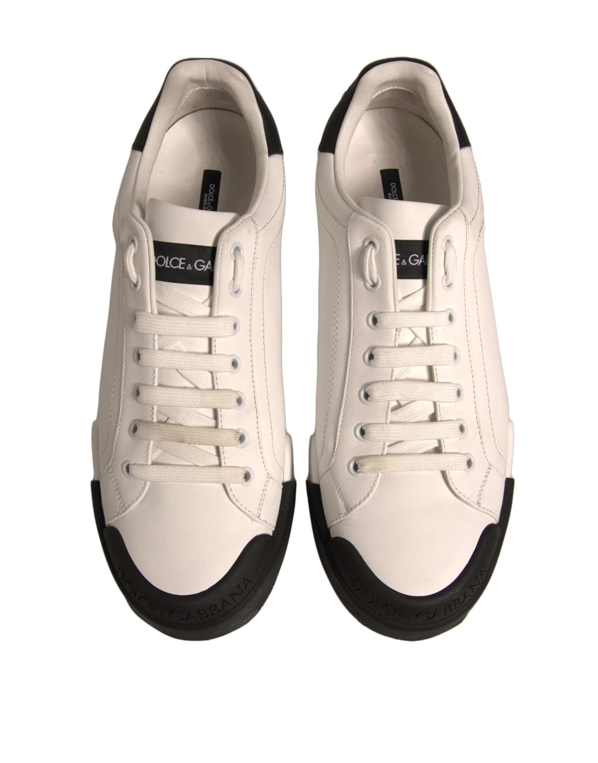 Dolce & Gabbana White Leather Logo Portofino Sneakers Men's Shoes (Pre-Owned)