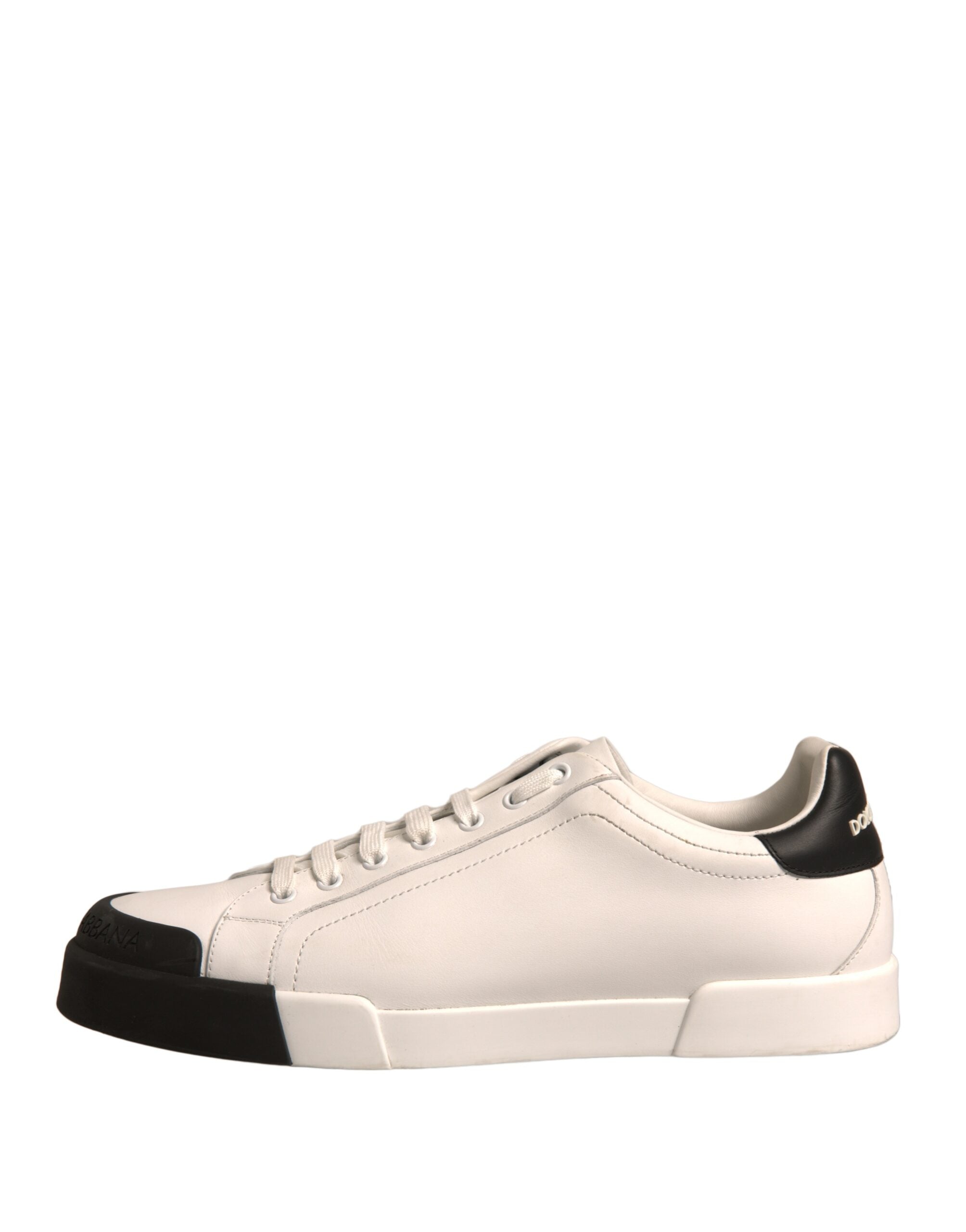 Dolce & Gabbana White Leather Logo Portofino Sneakers Men's Shoes (Pre-Owned)