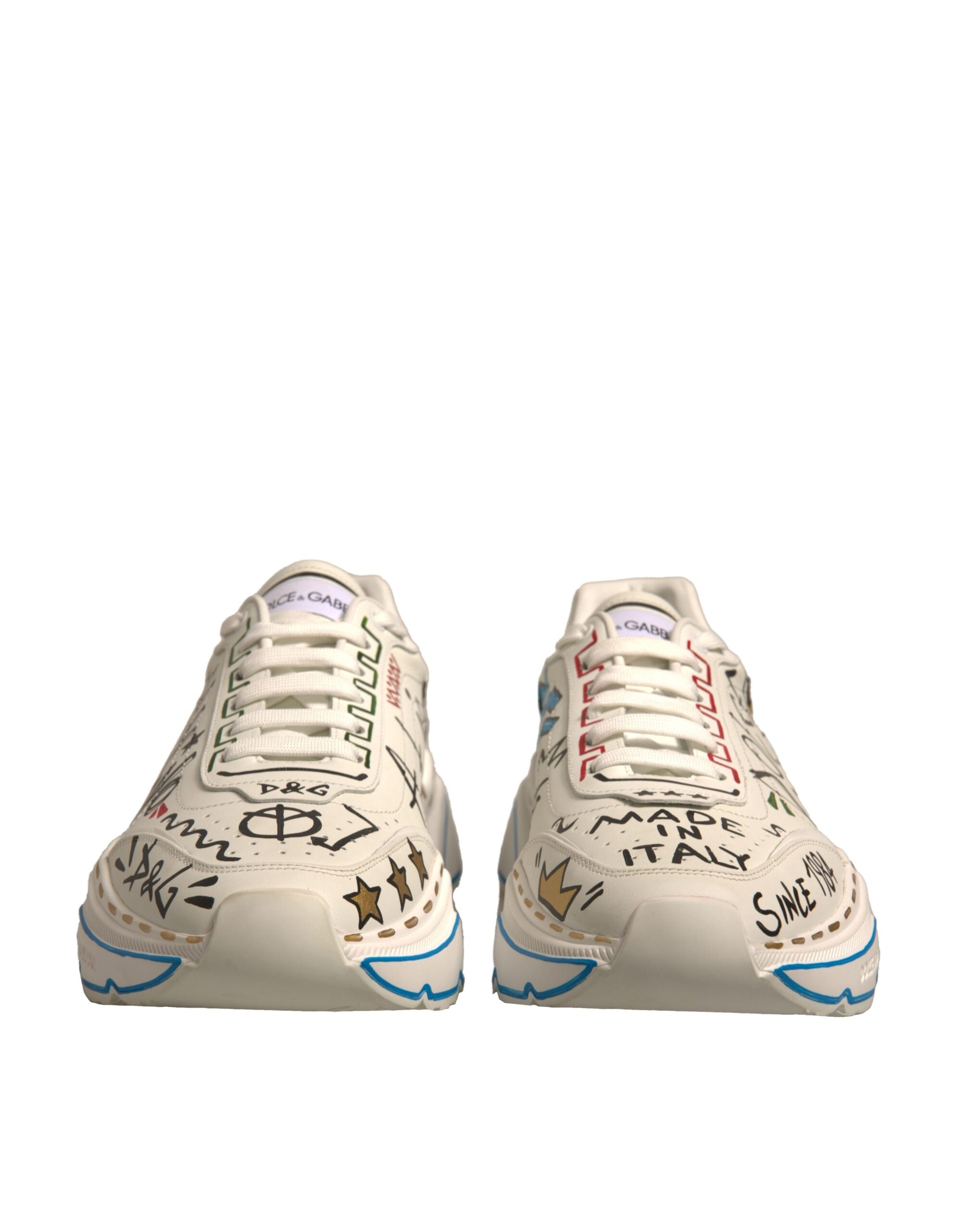 Dolce & Gabbana White Daymaster Hand Painted Sneakers Men's Shoes