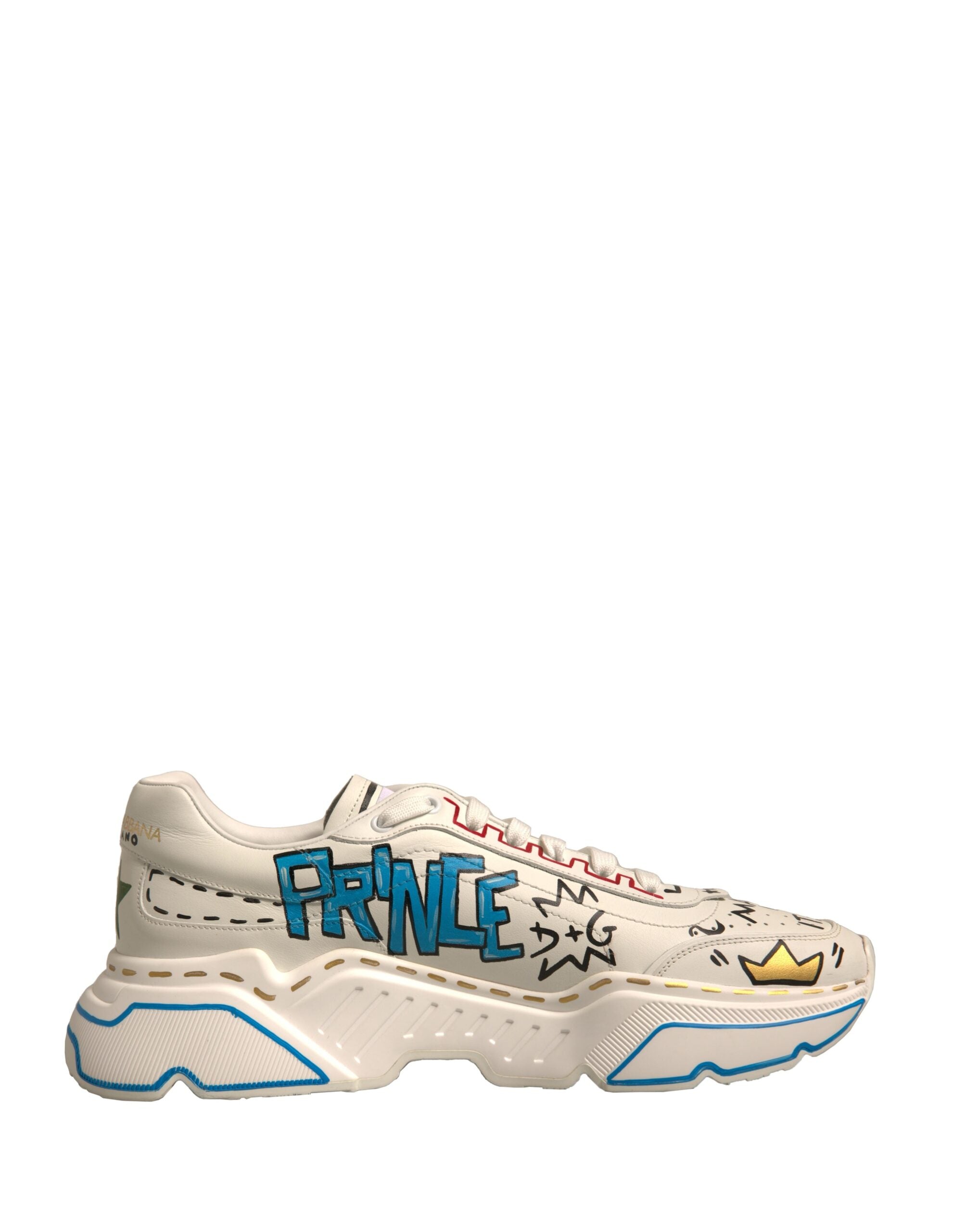 Dolce & Gabbana White Daymaster Hand Painted Sneakers Men's Shoes