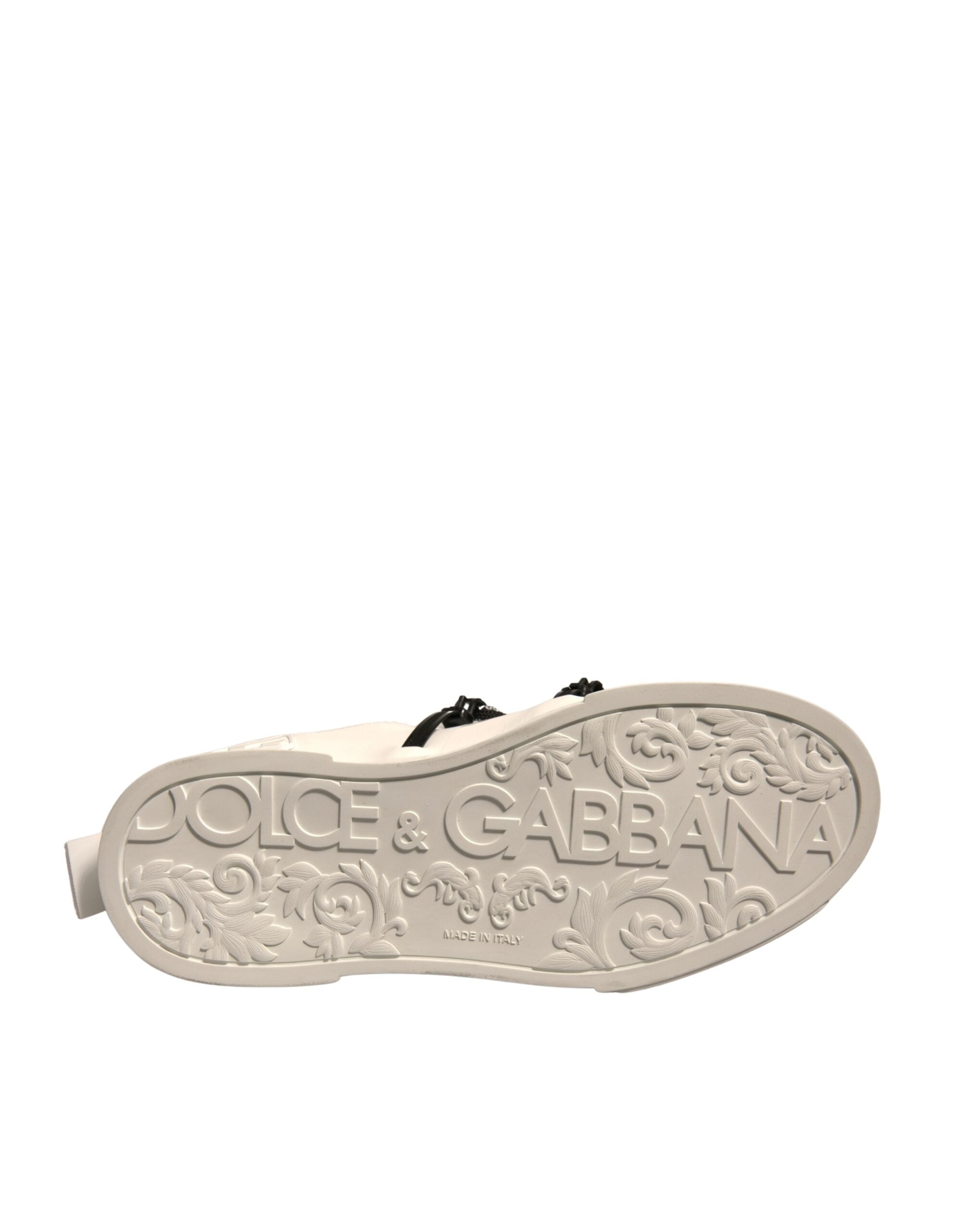 Dolce & Gabbana White Leather Portofino Low Top Sneakers Men's Shoes (Pre-Owned)