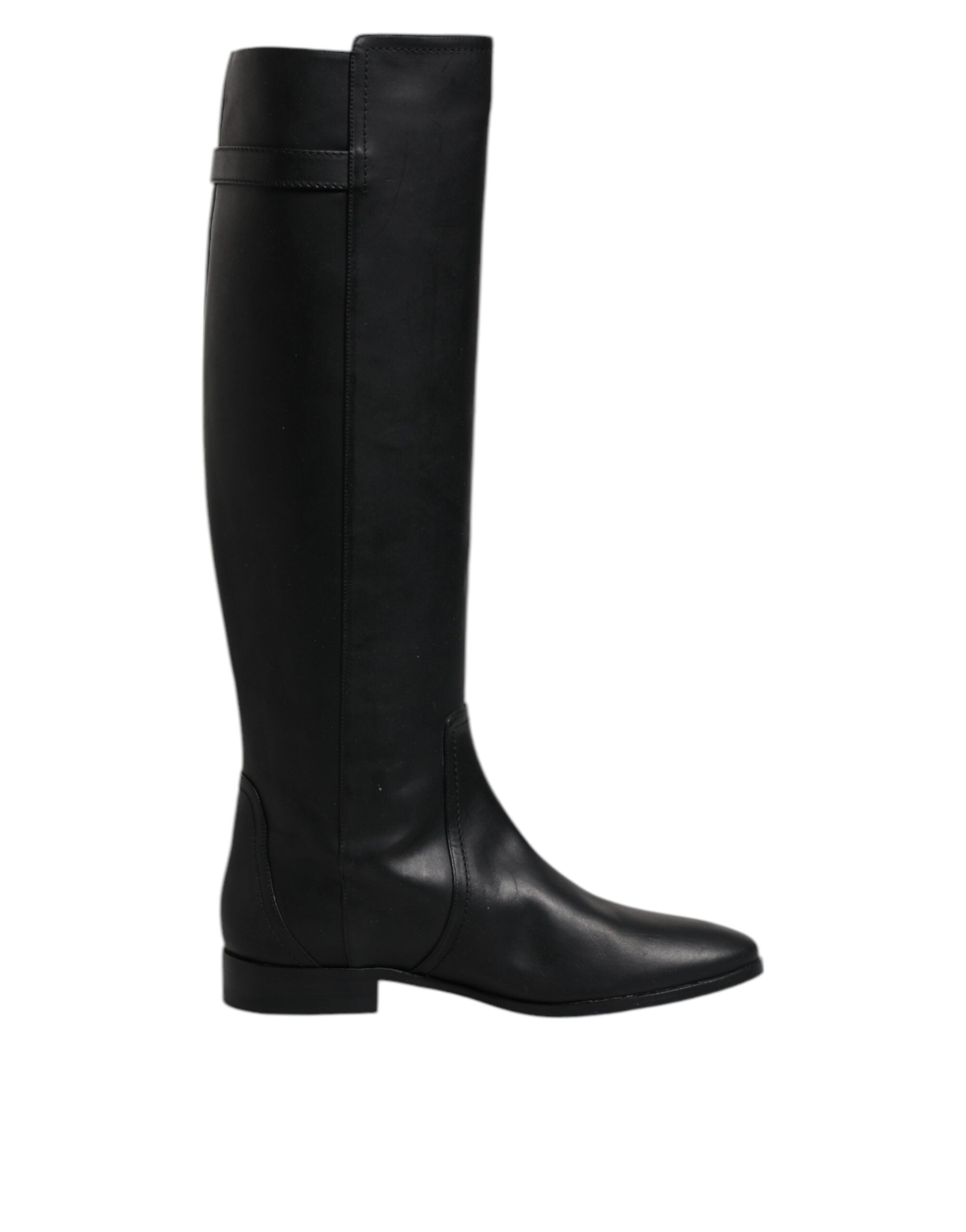 Dolce & Gabbana Black DG Logo Calf Leather High Boots Women's Shoes (Pre-Owned)