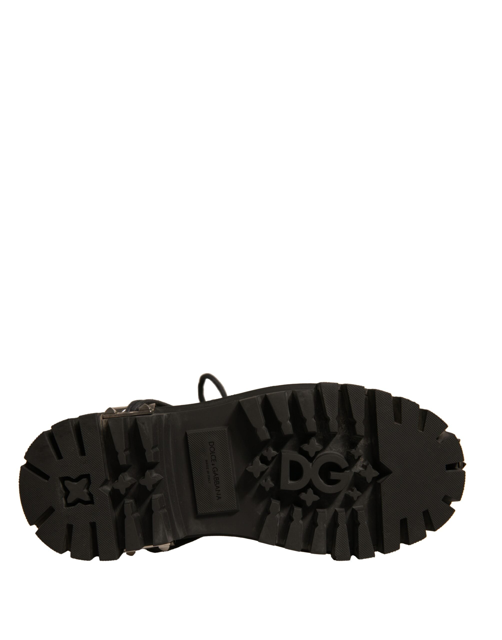 Dolce & Gabbana Black Leather Studded Trekking Boots Women's Shoes (Pre-Owned)
