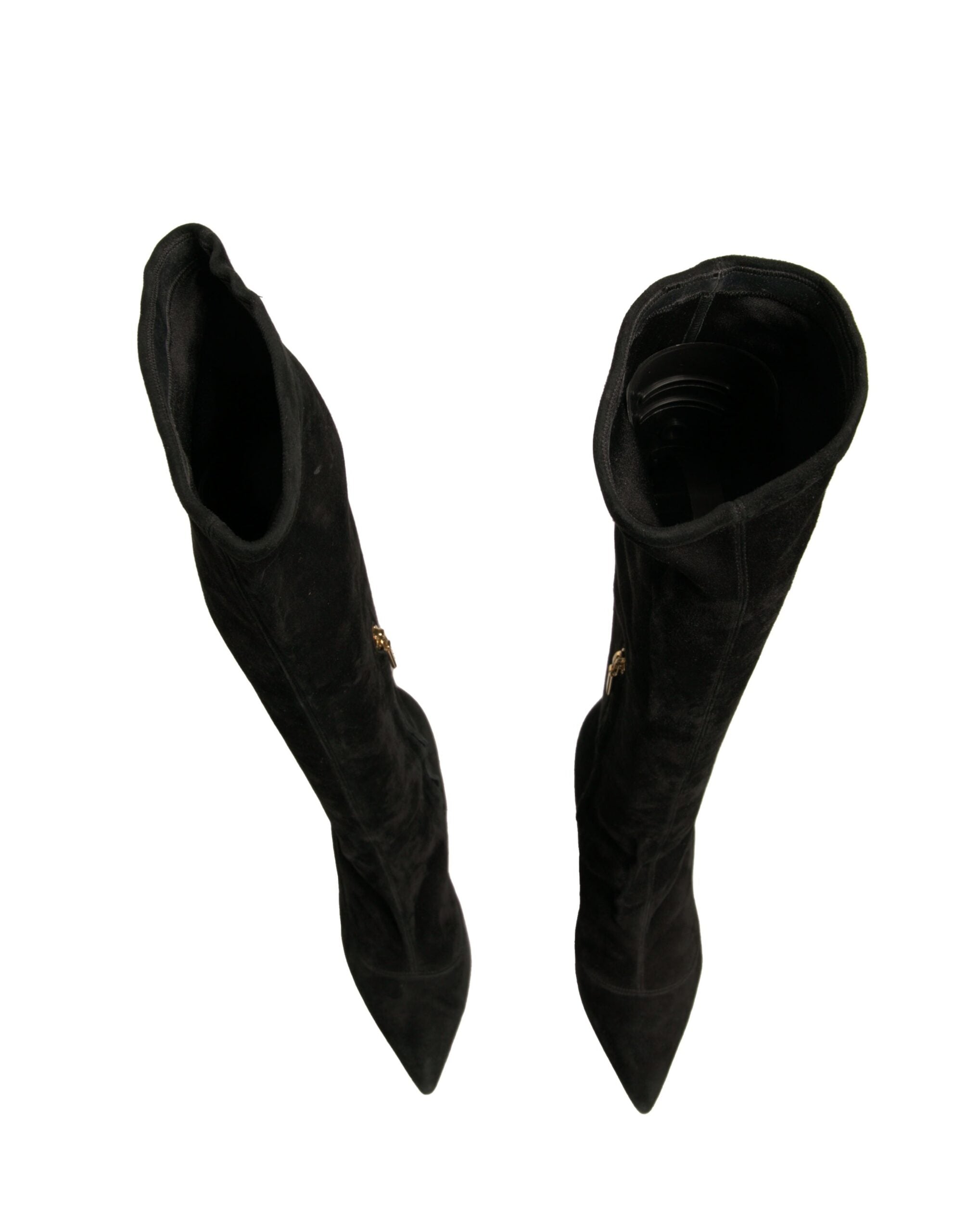 Dolce & Gabbana Black Suede Stiletto Knee High Boots Women's Shoes (Pre-Owned)