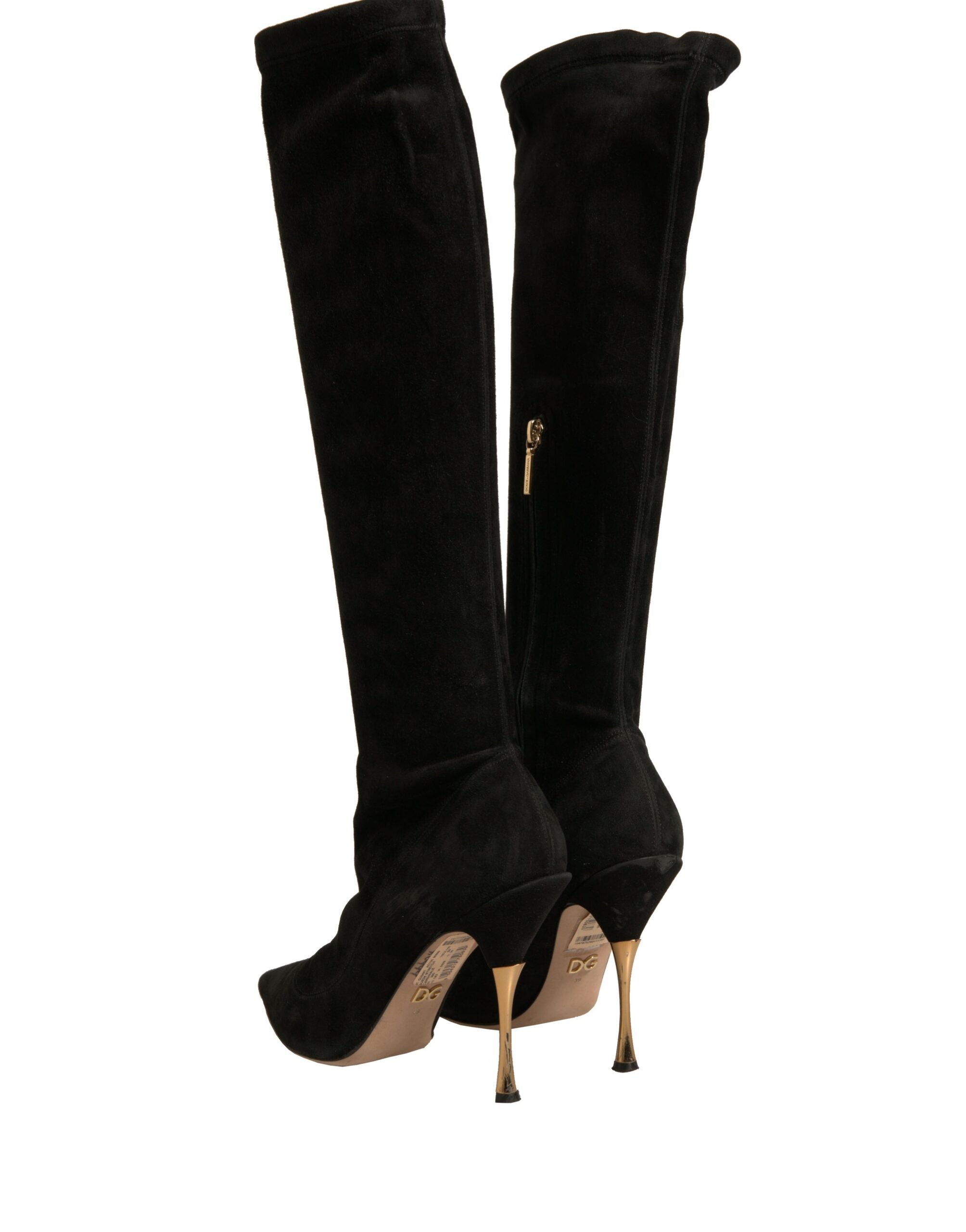 Dolce & Gabbana Black Suede Stiletto Knee High Boots Women's Shoes (Pre-Owned)