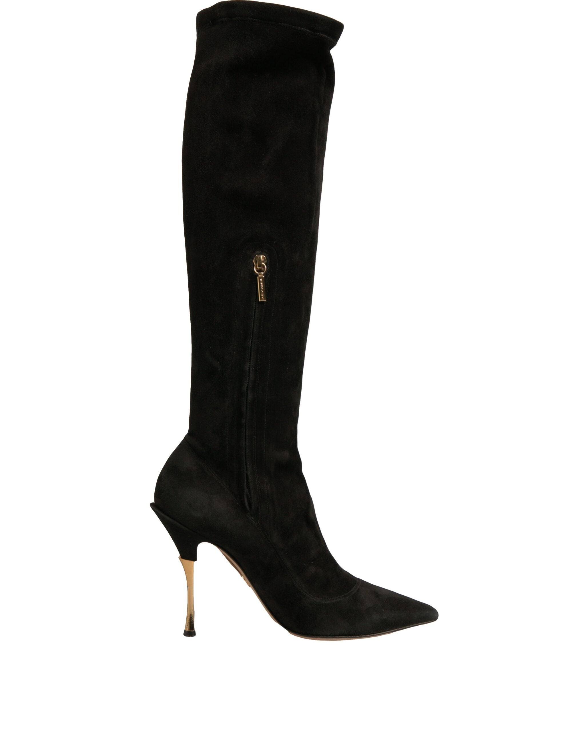 Dolce & Gabbana Black Suede Stiletto Knee High Boots Women's Shoes (Pre-Owned)