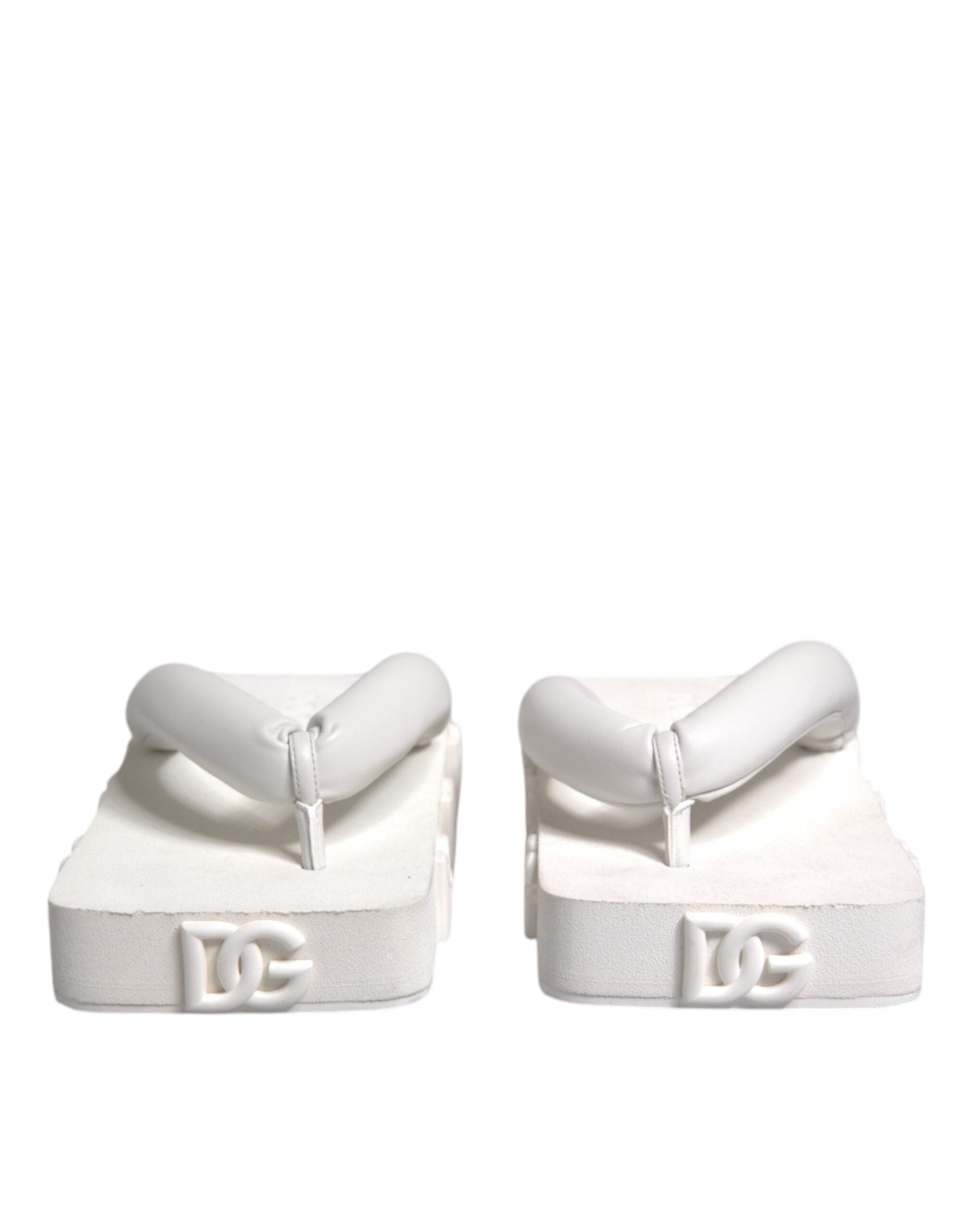 Dolce & Gabbana White Rubber Slides Flats Sandals Women's Shoes (Pre-Owned)