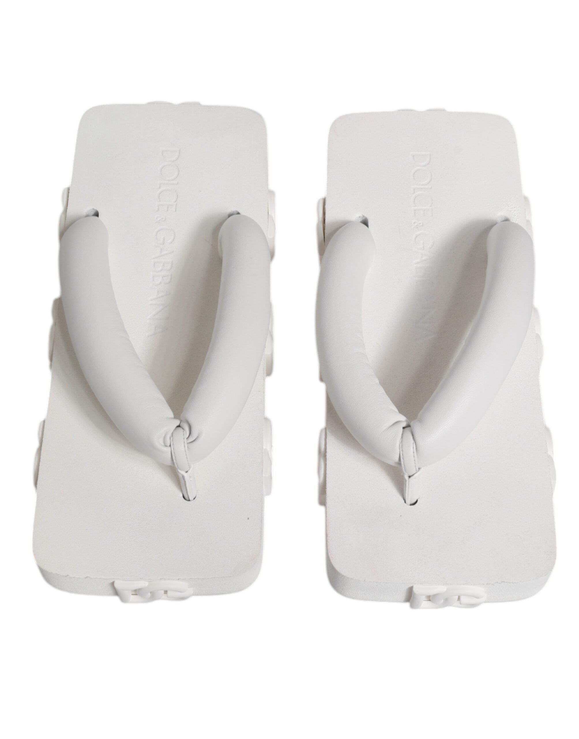 Dolce & Gabbana White Rubber Slides Flats Sandals Women's Shoes (Pre-Owned)