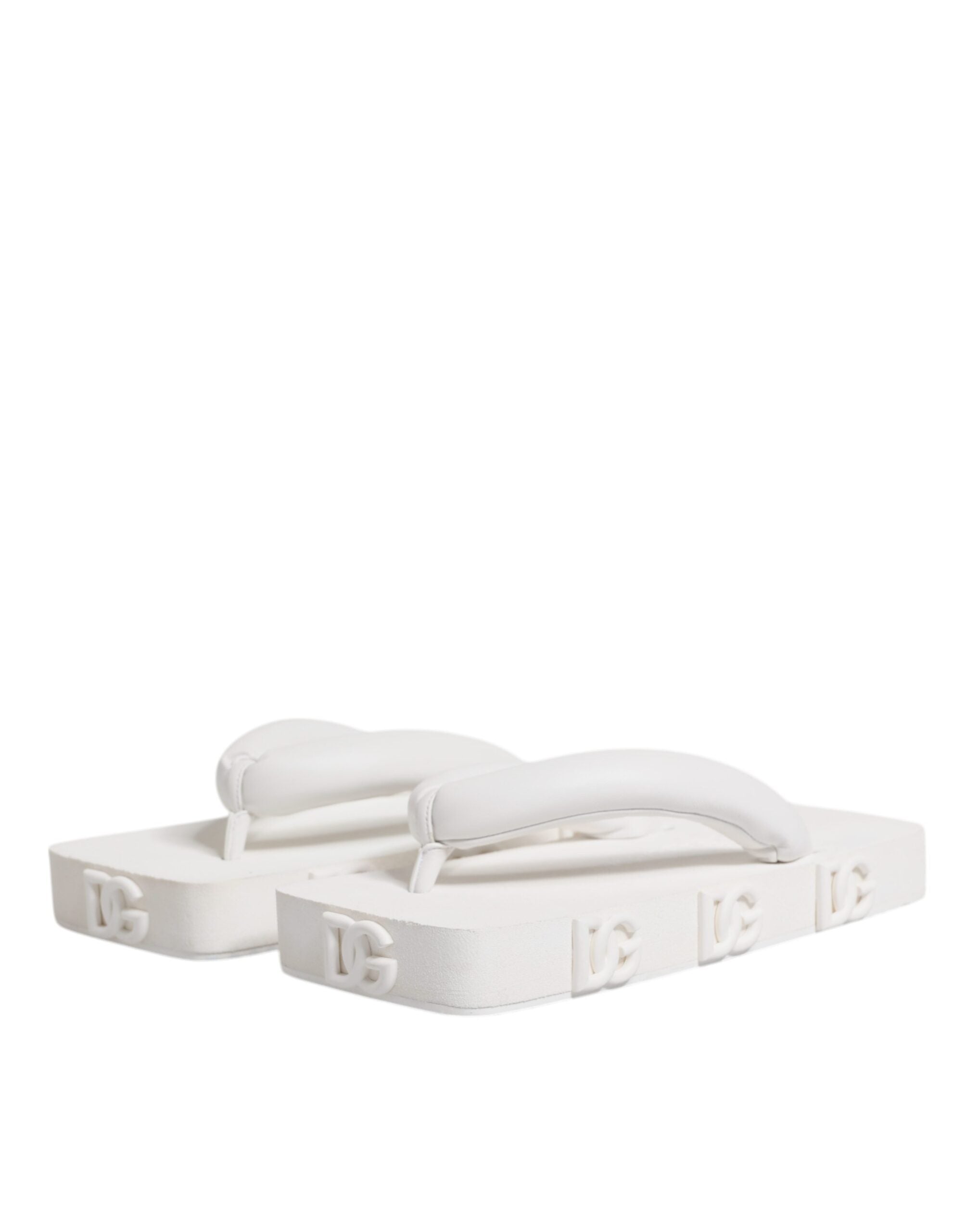 Dolce & Gabbana White Rubber Slides Flats Sandals Women's Shoes (Pre-Owned)