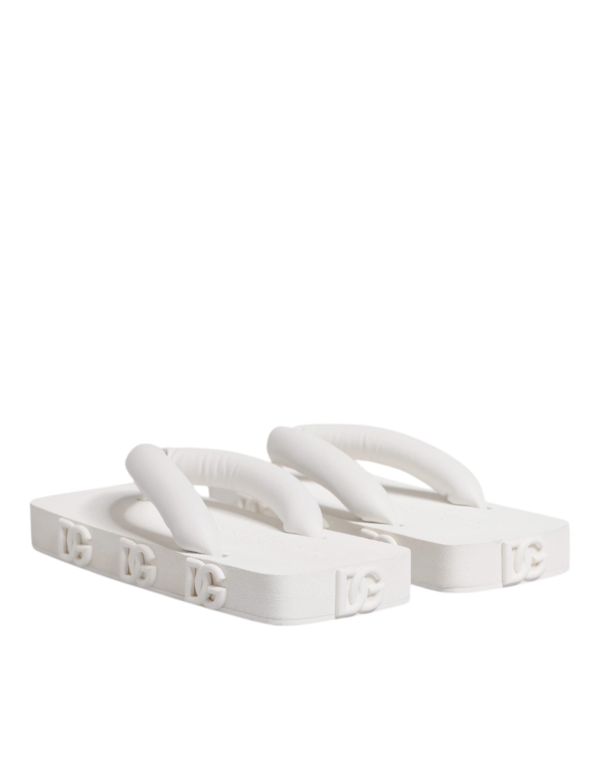 Dolce & Gabbana White Rubber Slides Flats Sandals Women's Shoes (Pre-Owned)
