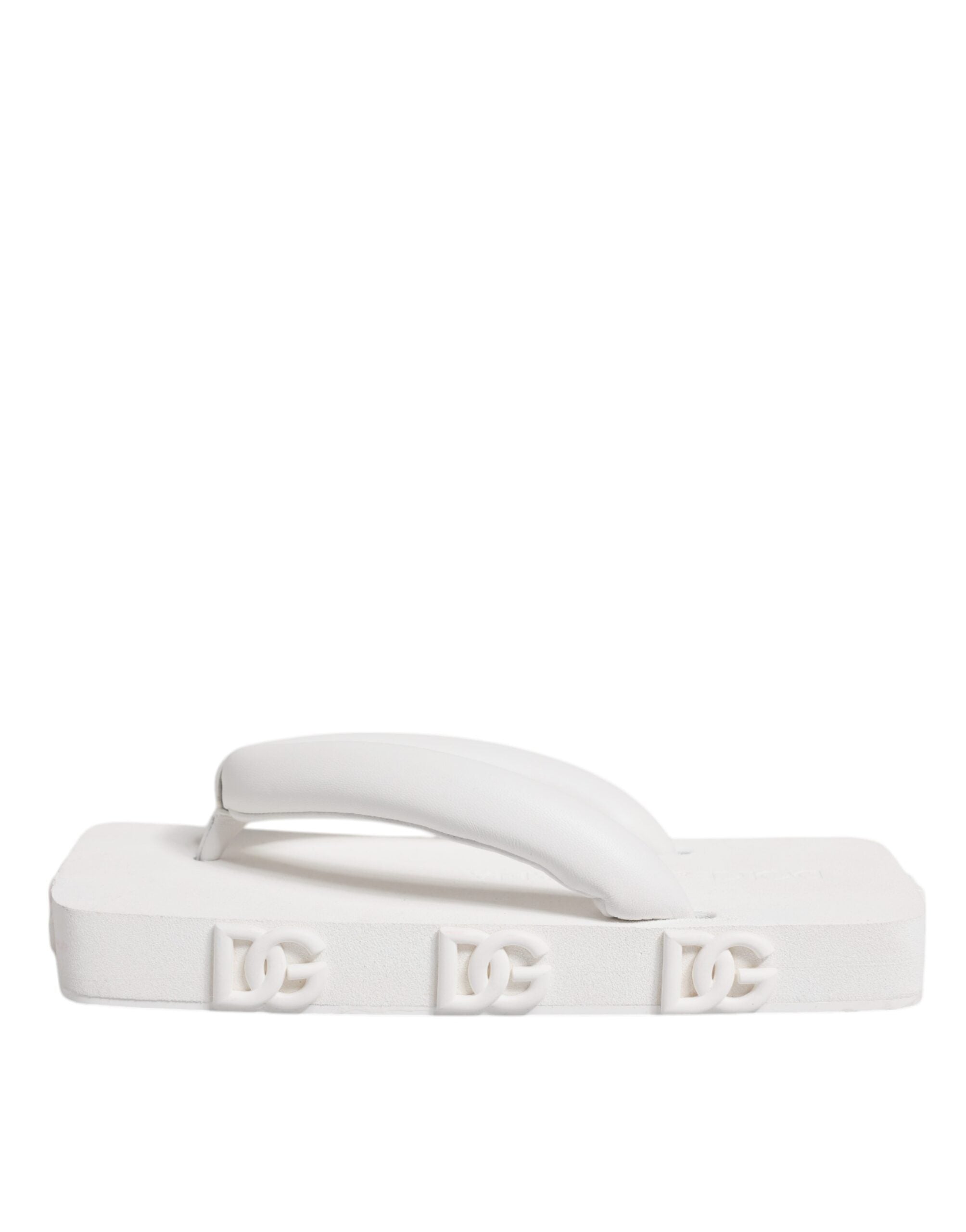 Dolce & Gabbana White Rubber Slides Flats Sandals Women's Shoes (Pre-Owned)