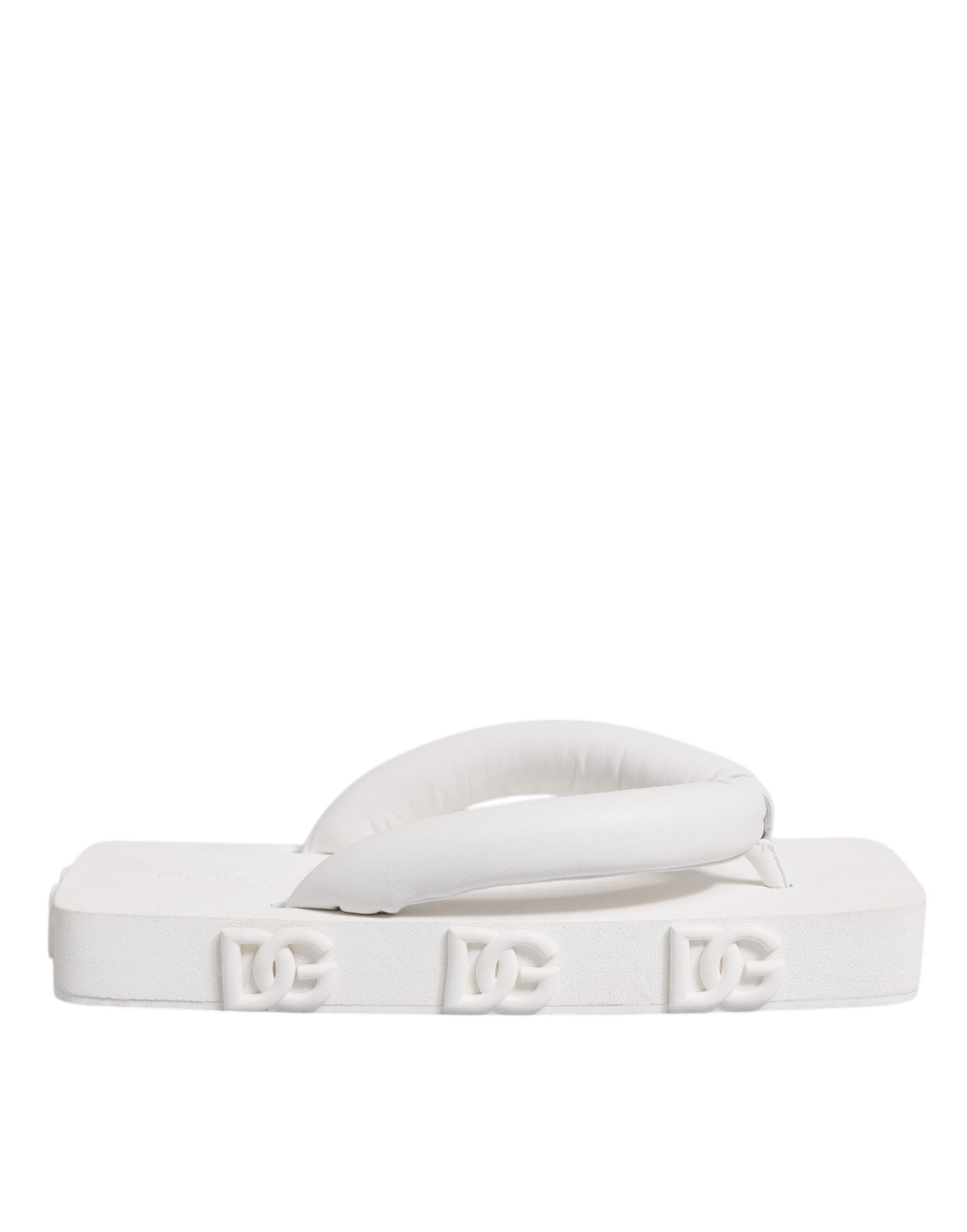 Dolce & Gabbana White Rubber Slides Flats Sandals Women's Shoes (Pre-Owned)
