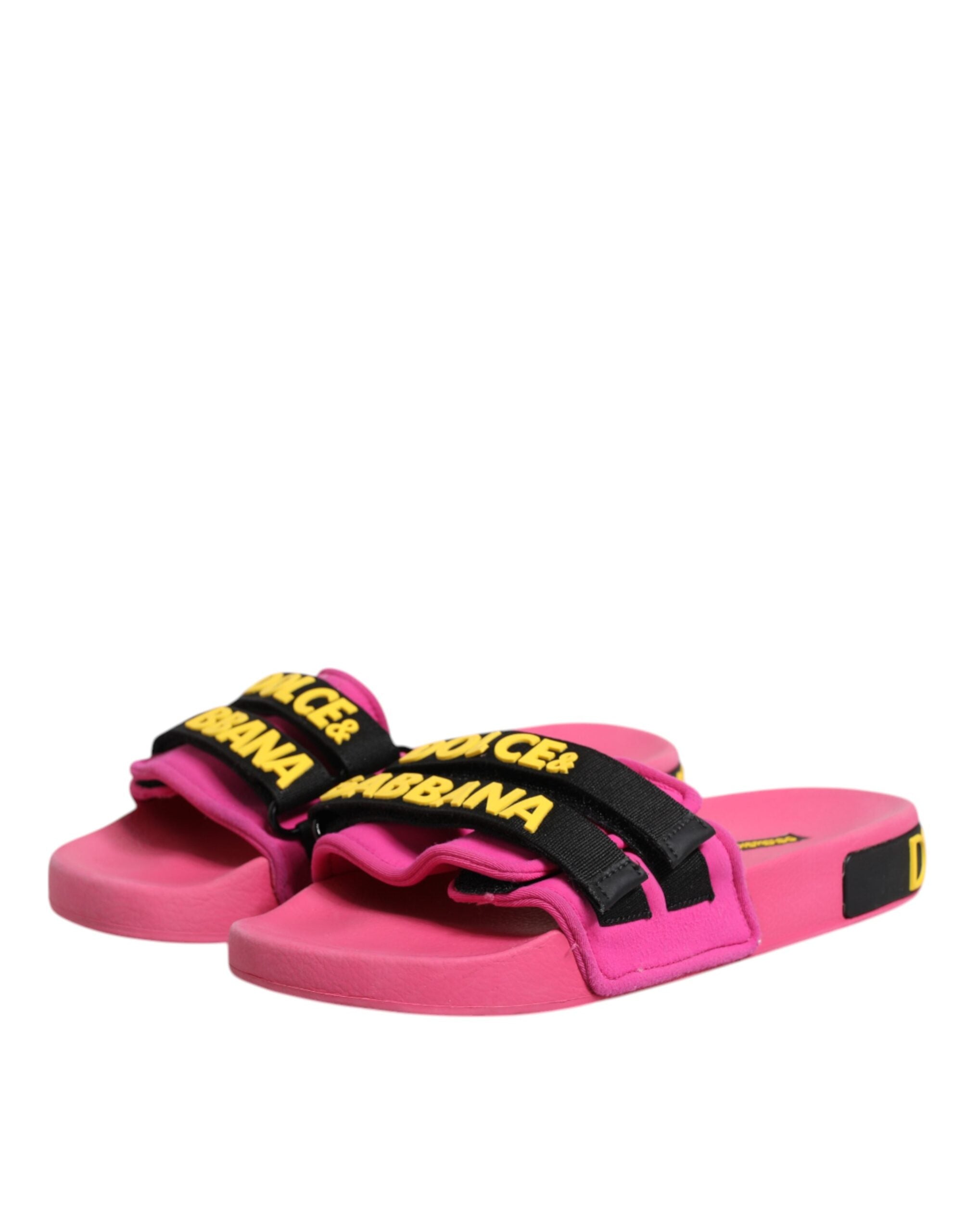 Dolce & Gabbana Fuchsia Neoprene Slides Flats Beachwear Women's Shoes (Pre-Owned)