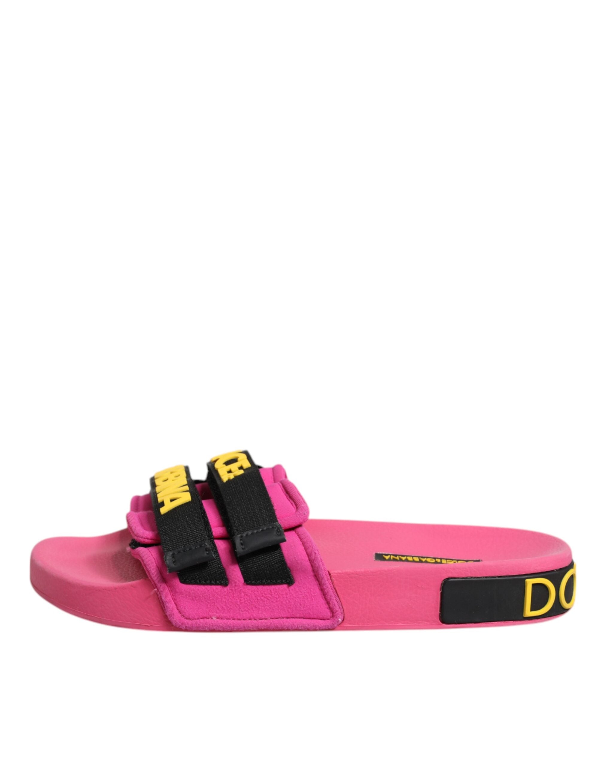 Dolce & Gabbana Fuchsia Neoprene Slides Flats Beachwear Women's Shoes (Pre-Owned)