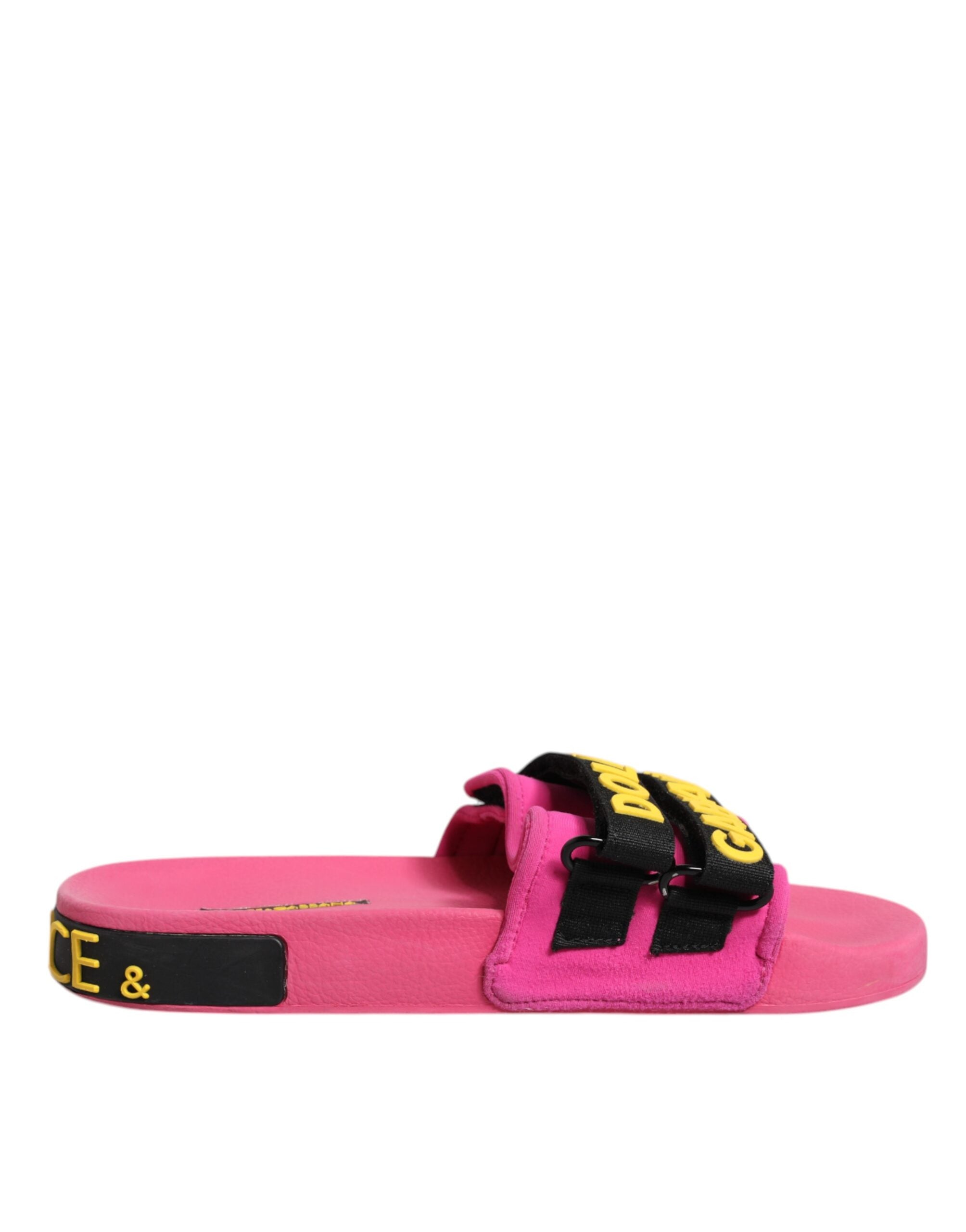 Dolce & Gabbana Fuchsia Neoprene Slides Flats Beachwear Women's Shoes (Pre-Owned)