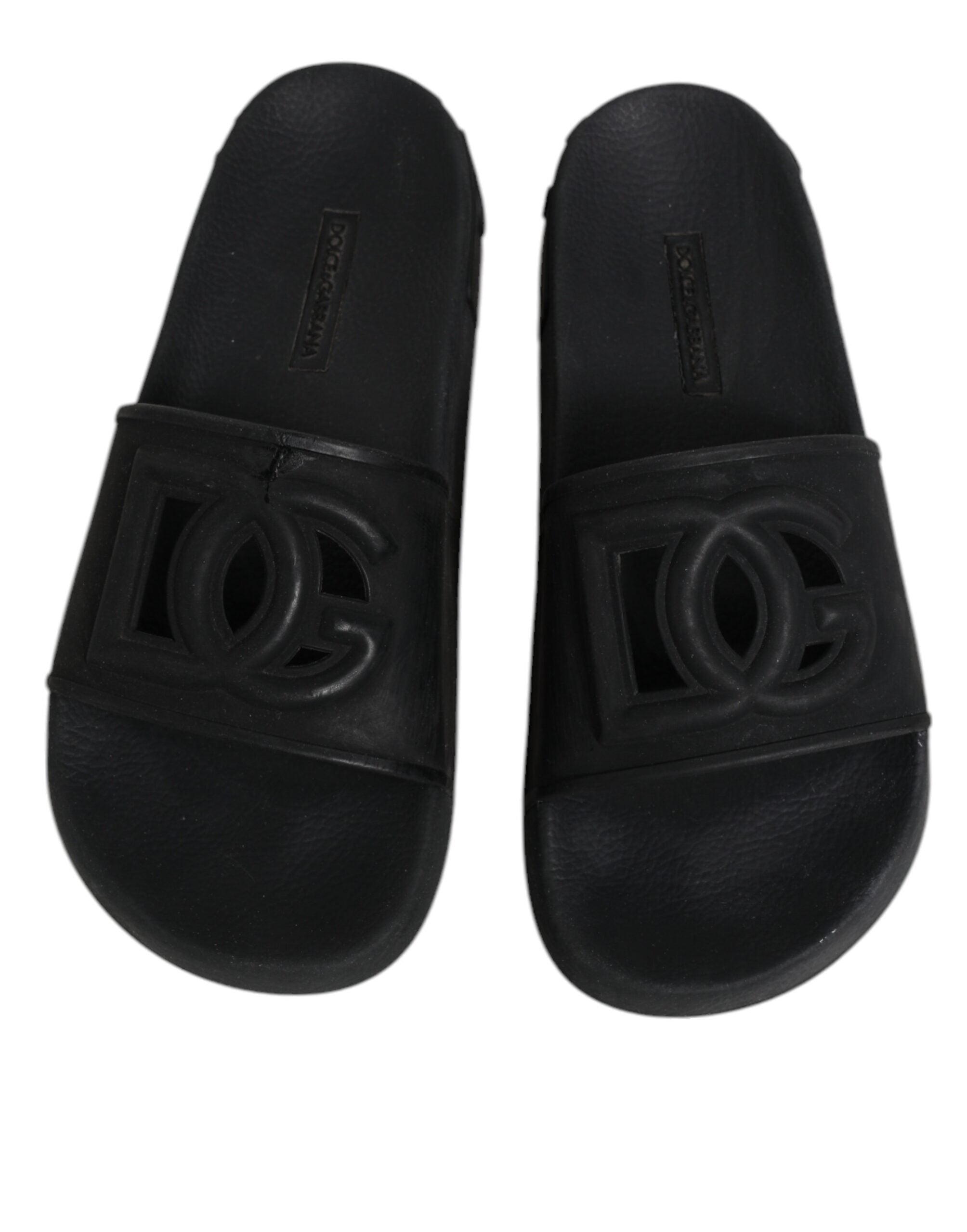 Dolce & Gabbana Black Rubber Slides Sandals Beachwear Women's Shoes (Pre-Owned)