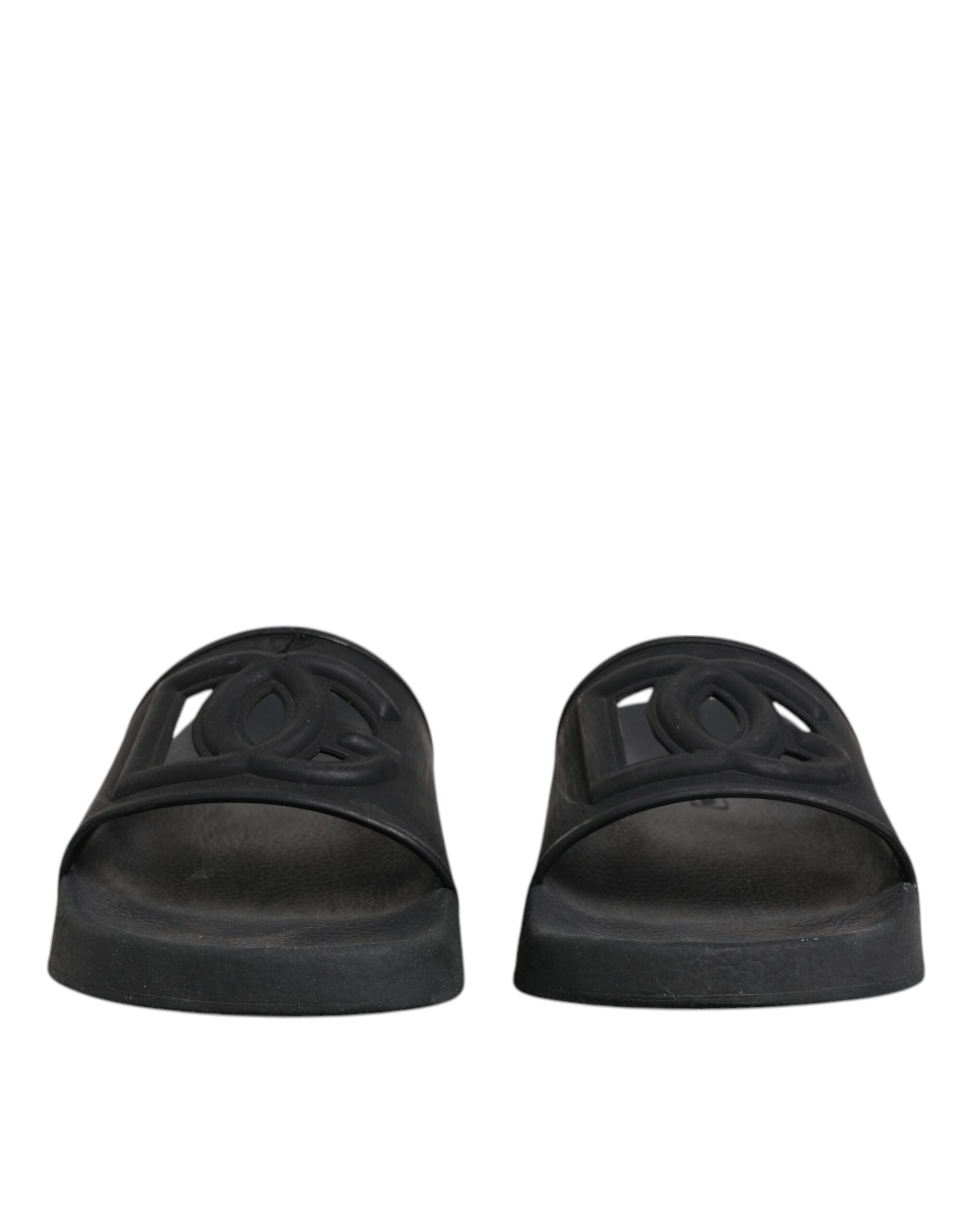 Dolce & Gabbana Black Rubber Slides Sandals Beachwear Women's Shoes (Pre-Owned)