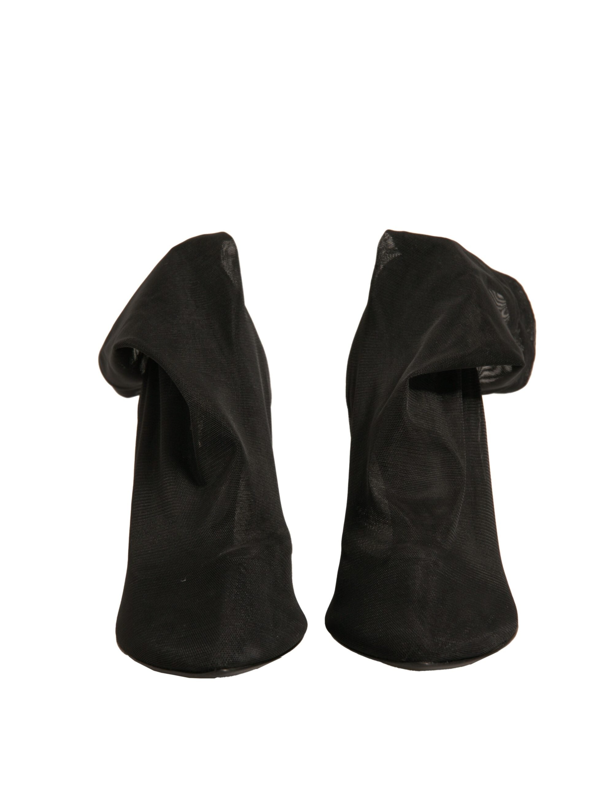 Dolce & Gabbana Black Silk Mesh Sock Style Heels Boots Women's Shoes (Pre-Owned)