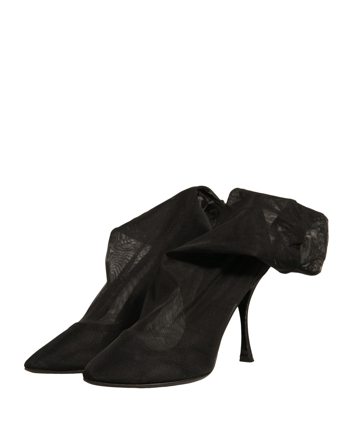 Dolce & Gabbana Black Silk Mesh Sock Style Heels Boots Women's Shoes (Pre-Owned)