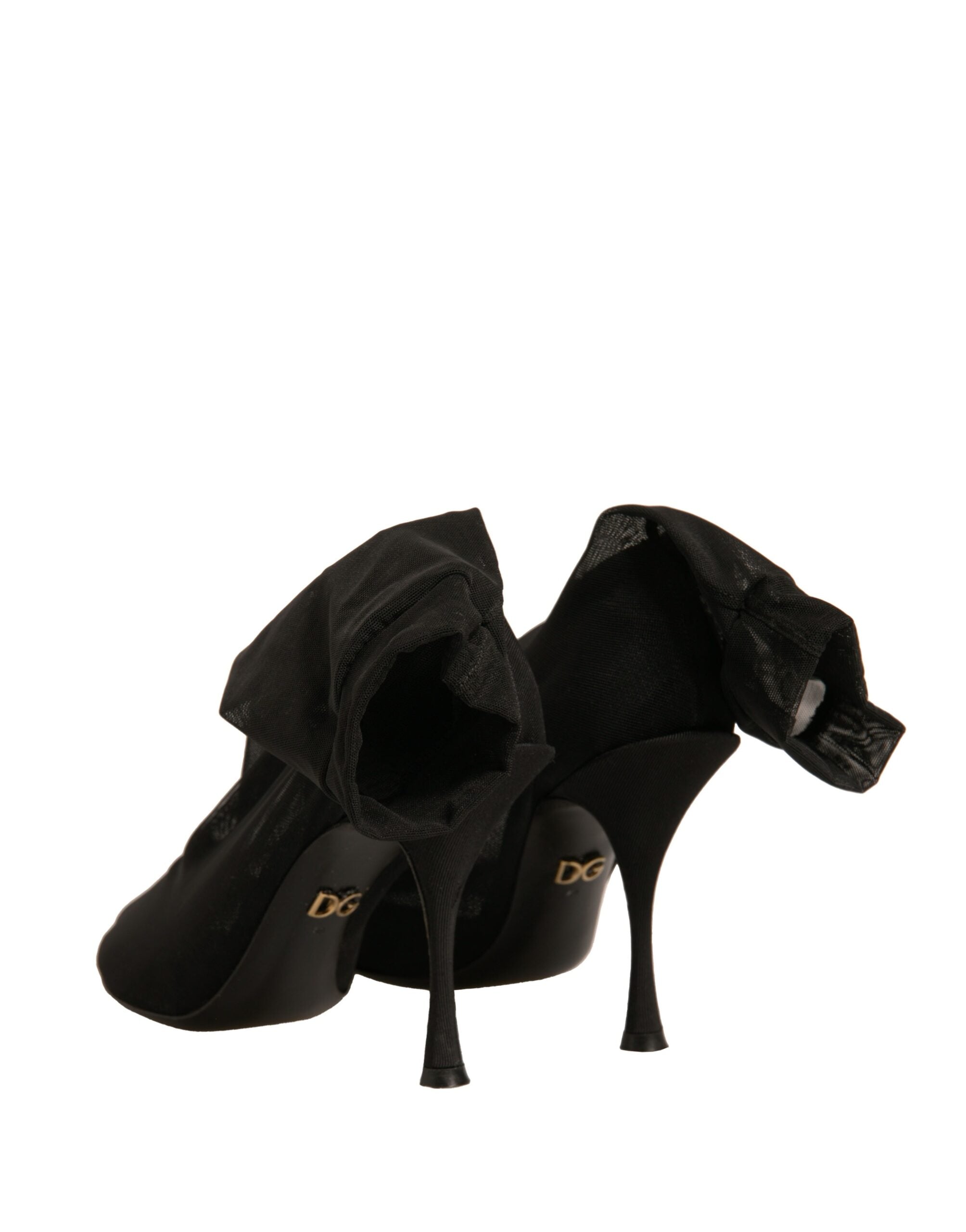Dolce & Gabbana Black Silk Mesh Sock Style Heels Boots Women's Shoes (Pre-Owned)