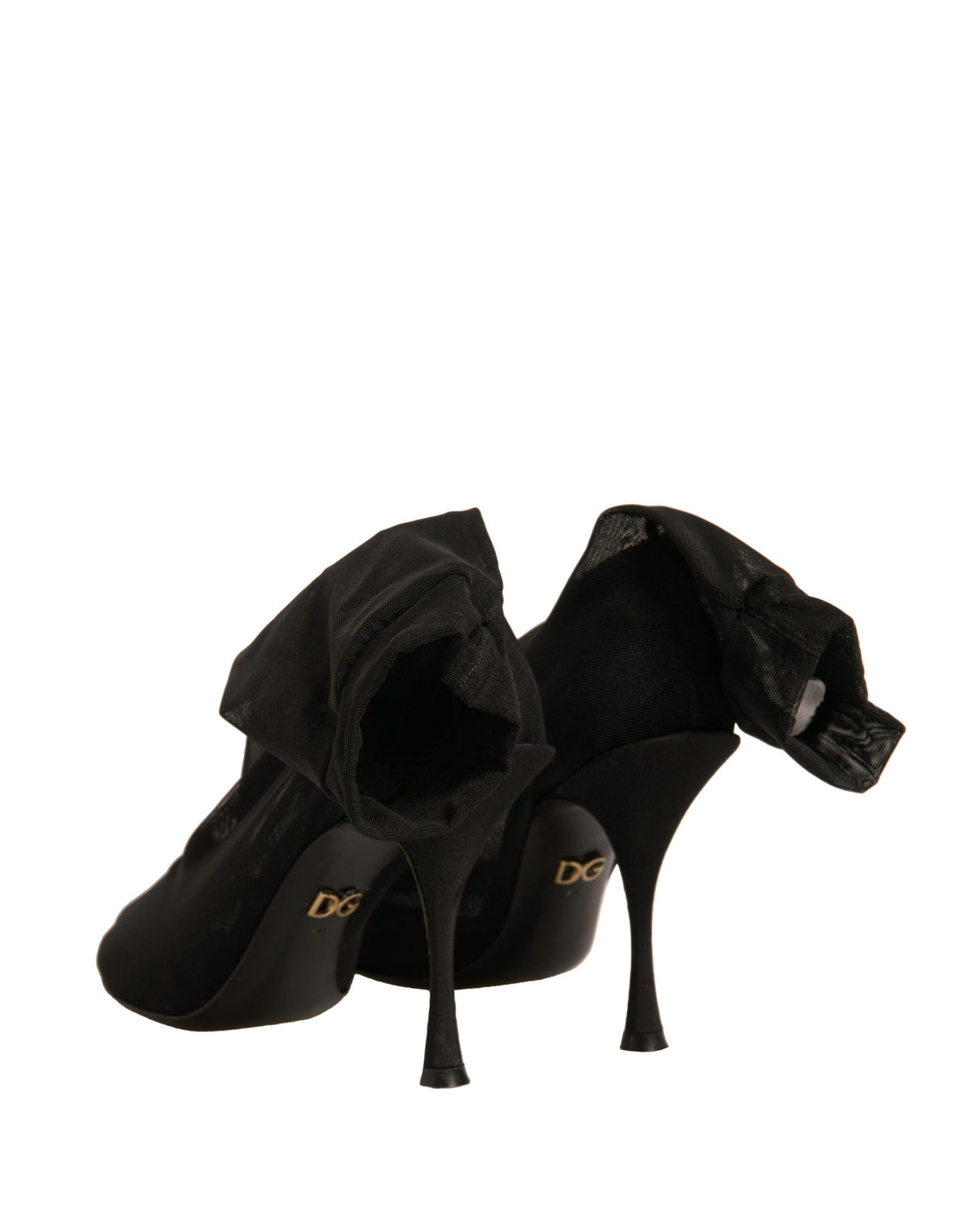 Dolce & Gabbana Black Silk Mesh Sock Style Heels Boots Women's Shoes (Pre-Owned)