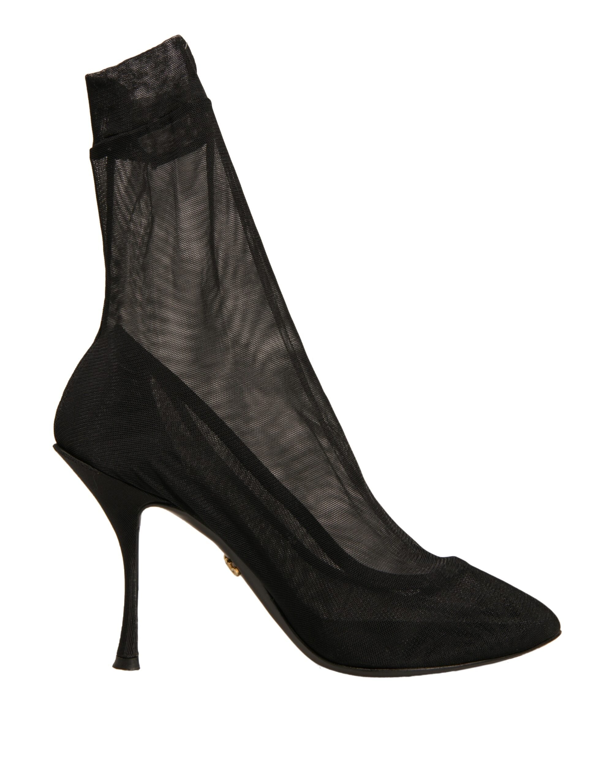 Dolce & Gabbana Black Silk Mesh Sock Style Heels Boots Women's Shoes (Pre-Owned)