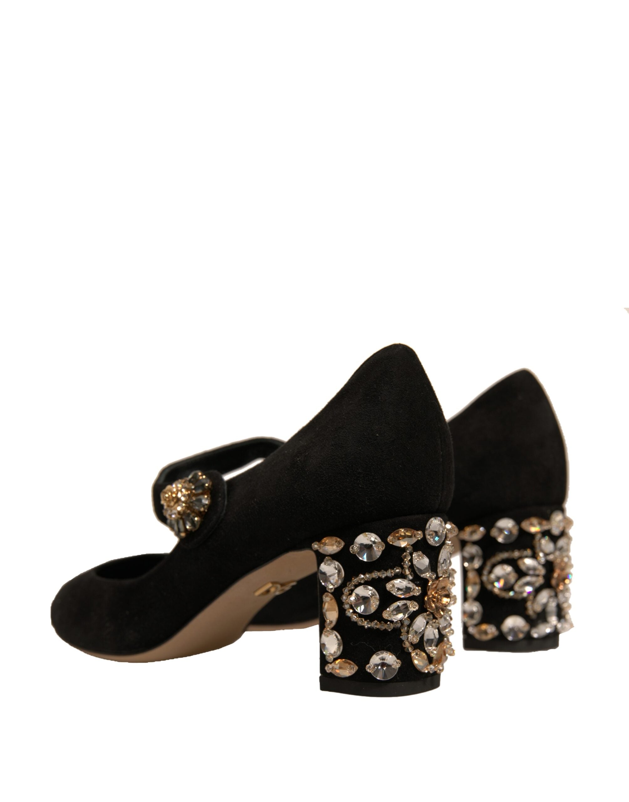 Dolce & Gabbana Black Suede Jewelled Mary Jane Pumps Women's Shoes (Pre-Owned)