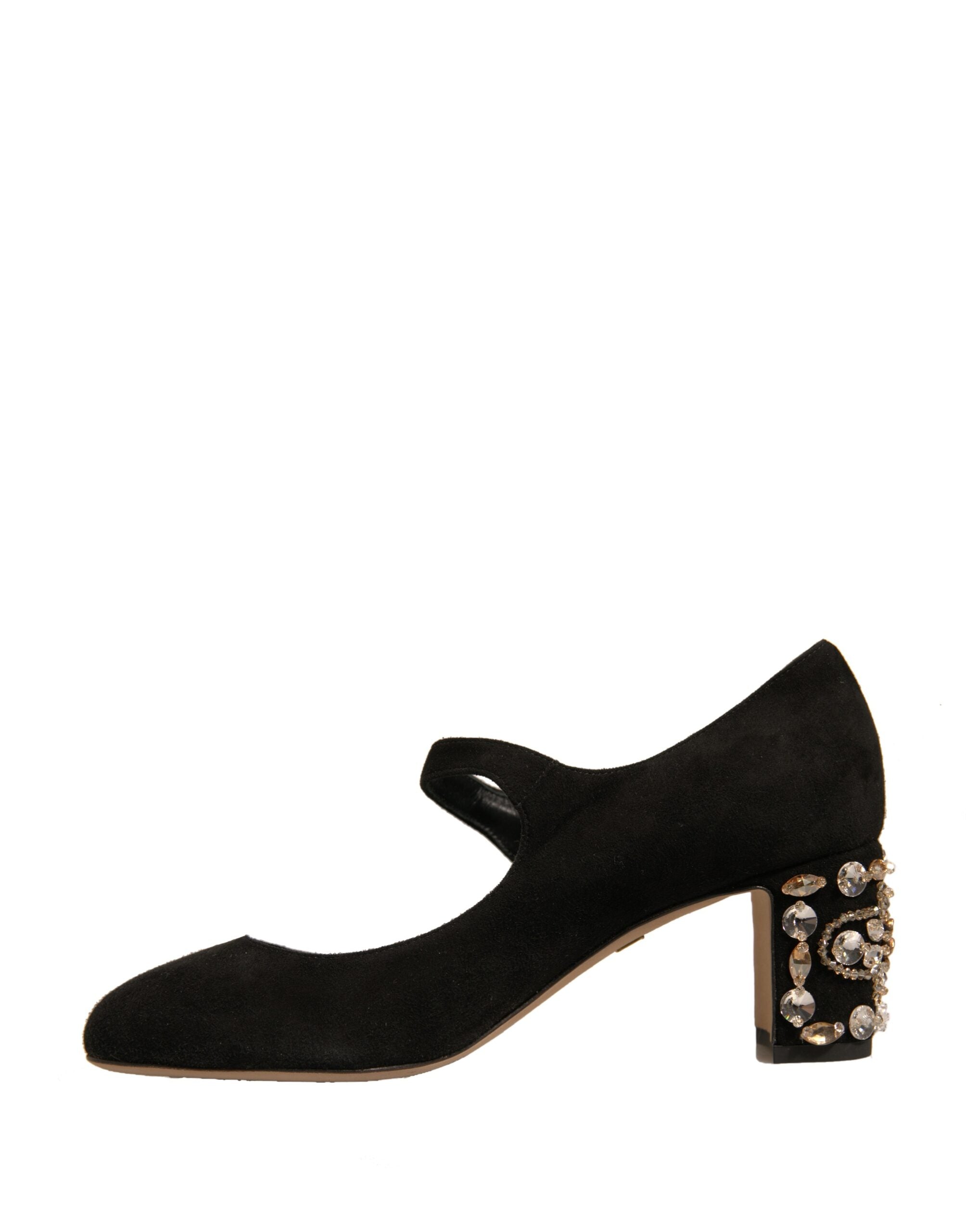 Dolce & Gabbana Black Suede Jewelled Mary Jane Pumps Women's Shoes (Pre-Owned)