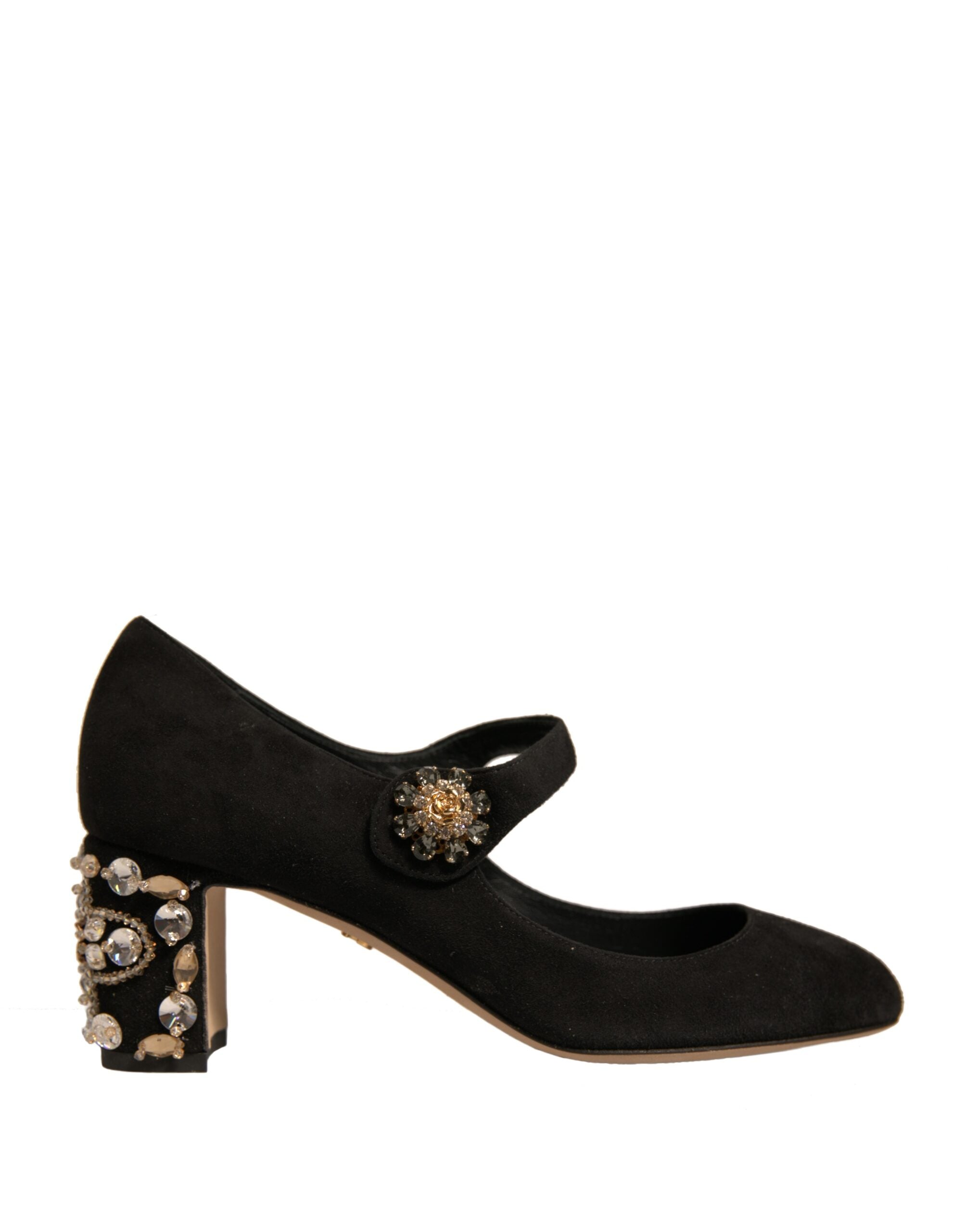 Dolce & Gabbana Black Suede Jewelled Mary Jane Pumps Women's Shoes (Pre-Owned)