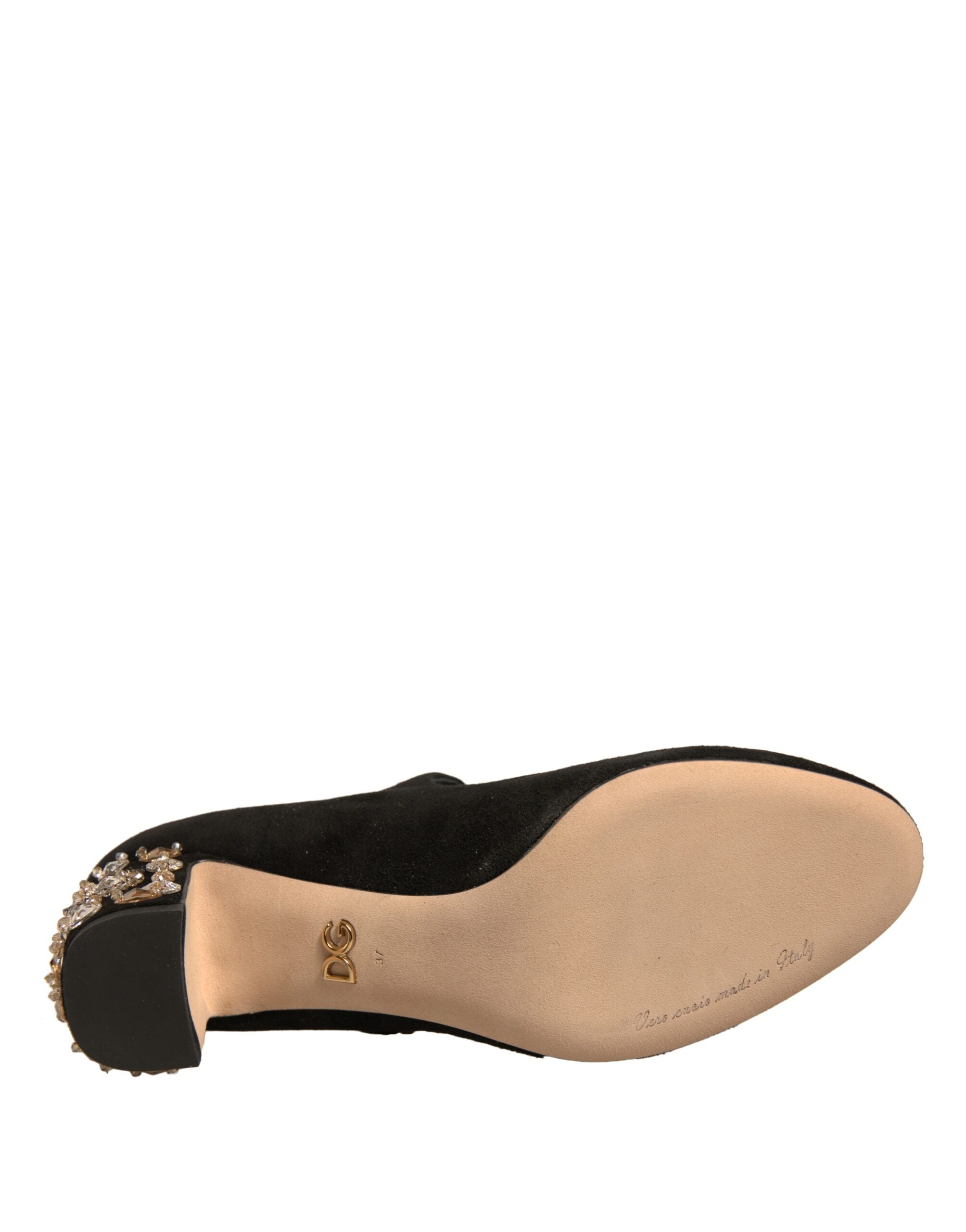 Dolce & Gabbana Black Suede Jewelled Mary Jane Pumps Women's Shoes (Pre-Owned)