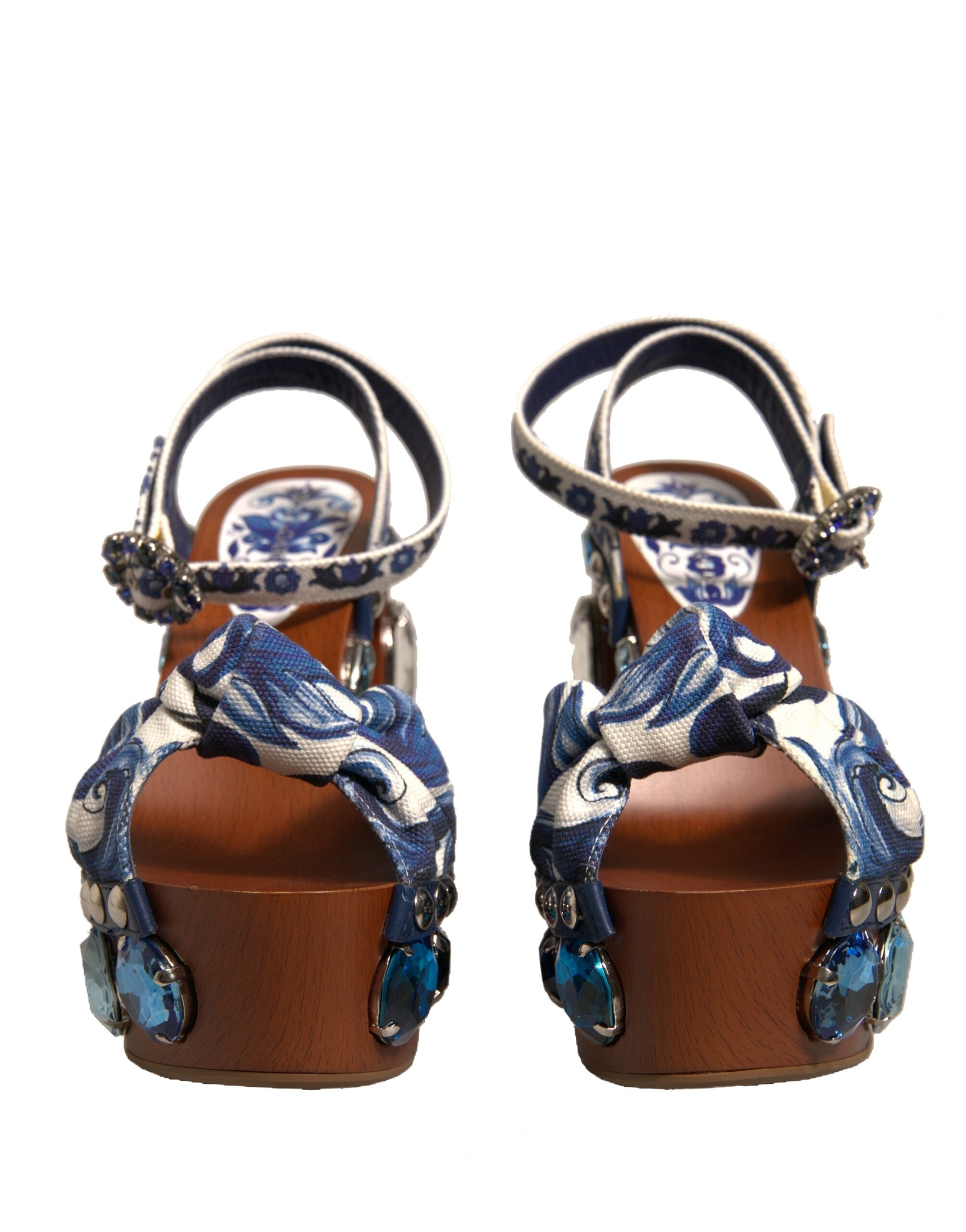 Dolce & Gabbana Multicolor Majolica Embellished Wedge Sandals Women's Shoes