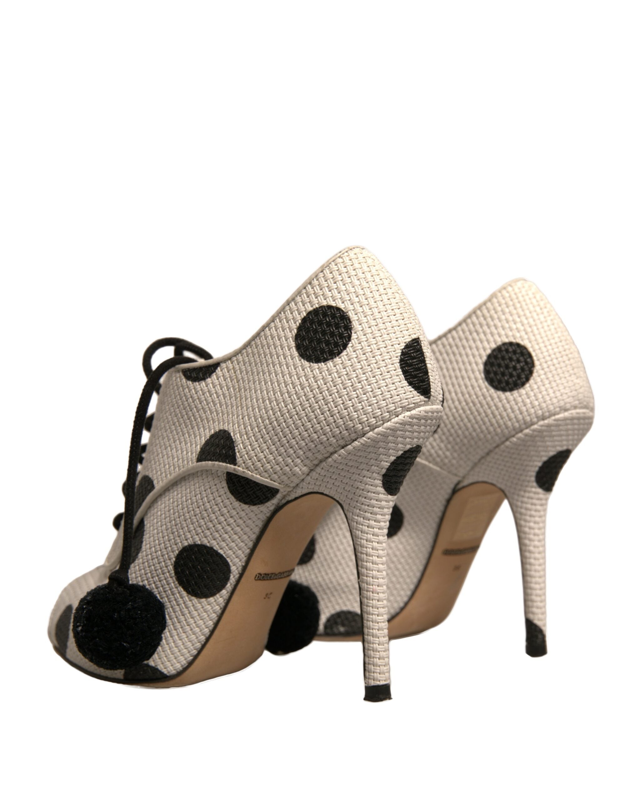 Dolce & Gabbana White Black Polka Dot Peep Toe Ankle Boots Women's Shoes (Pre-Owned)