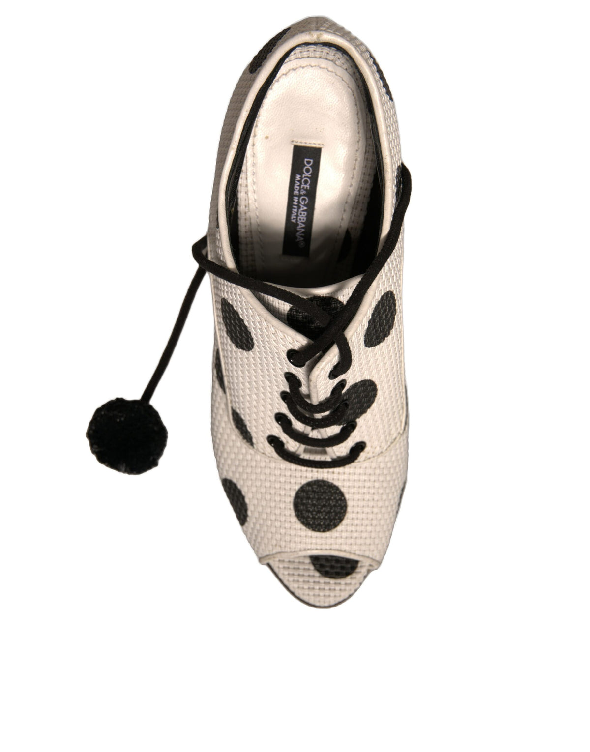 Dolce & Gabbana White Black Polka Dot Peep Toe Ankle Boots Women's Shoes (Pre-Owned)