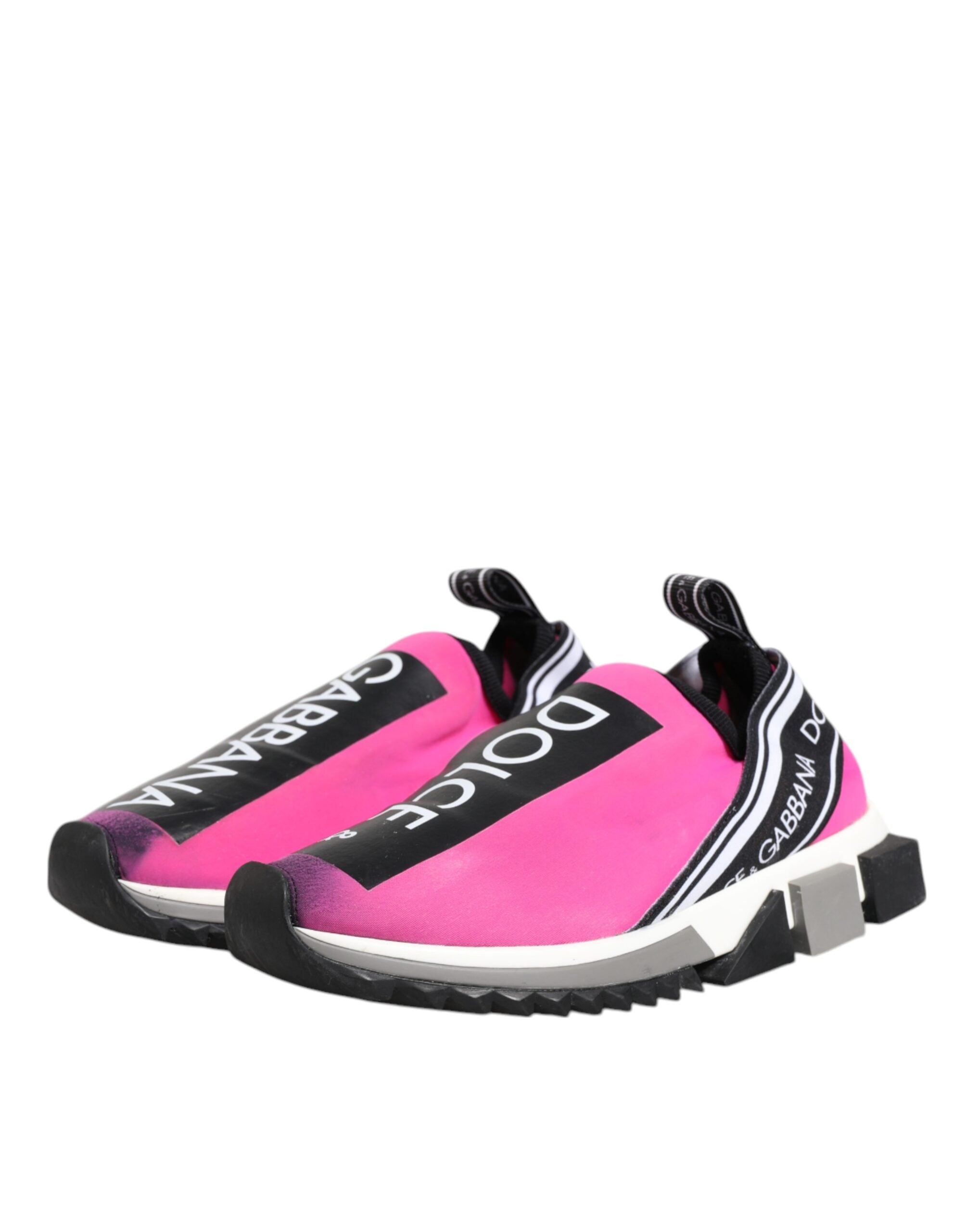 Dolce & Gabbana Fuchsia White Slip On Sorrento Sneakers Women's Shoes (Pre-Owned)