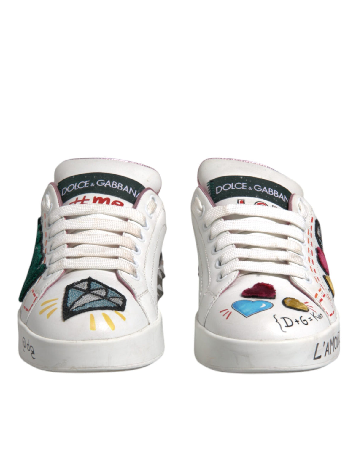 Dolce & Gabbana White Sequined Crystal Low Top Sneakers Women's Shoes (Pre-Owned)