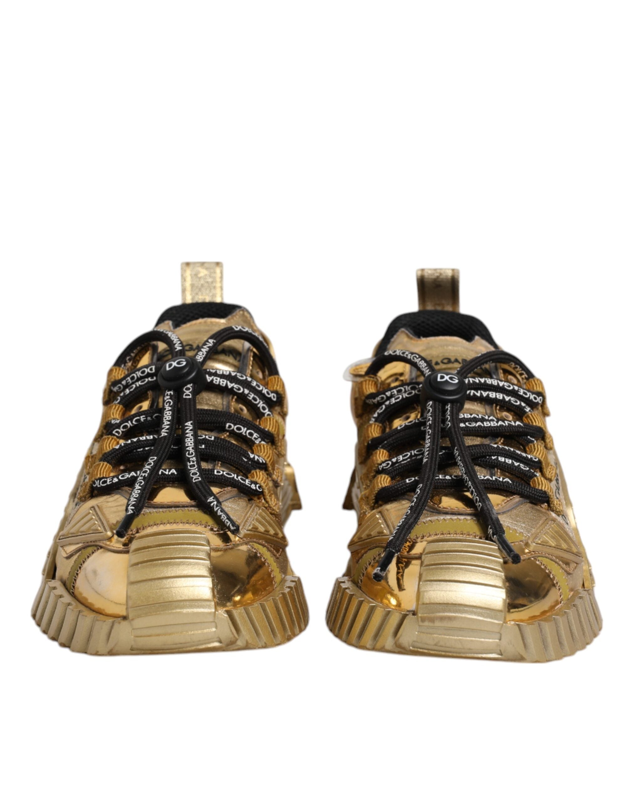 Dolce & Gabbana Gold Stretch Lace Up NS1 Sneakers Women's Shoes (Pre-Owned)
