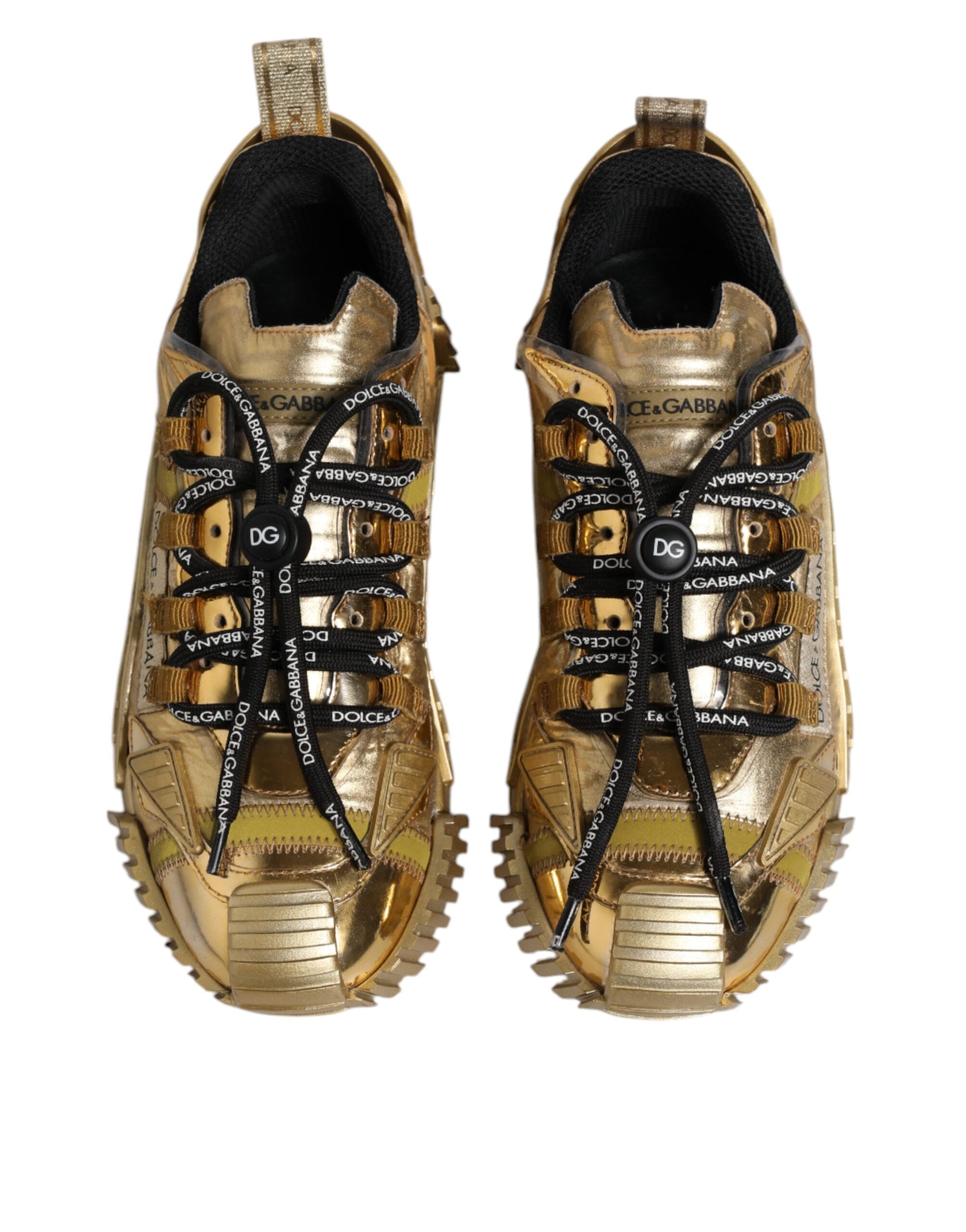 Dolce & Gabbana Gold Stretch Lace Up NS1 Sneakers Women's Shoes (Pre-Owned)
