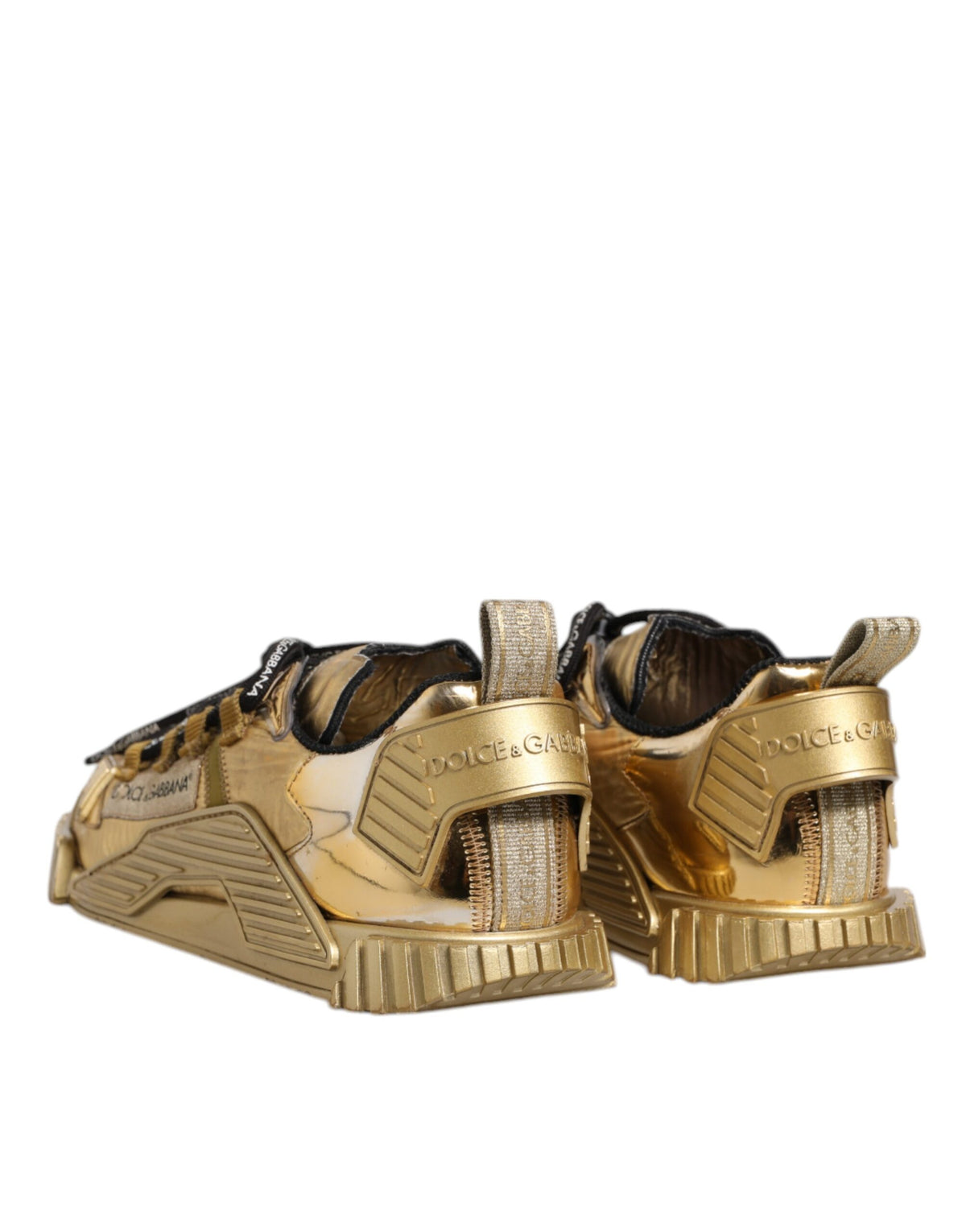 Dolce & Gabbana Gold Stretch Lace Up NS1 Sneakers Women's Shoes (Pre-Owned)