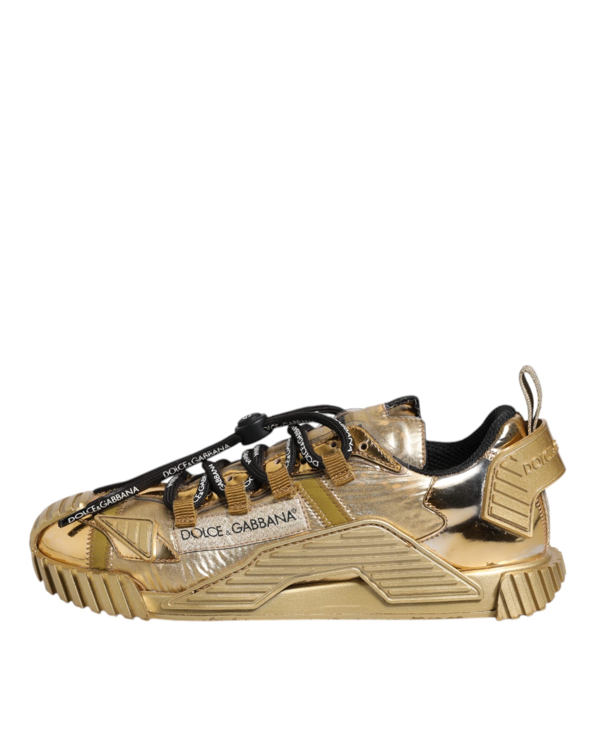 Dolce & Gabbana Gold Stretch Lace Up NS1 Sneakers Women's Shoes (Pre-Owned)
