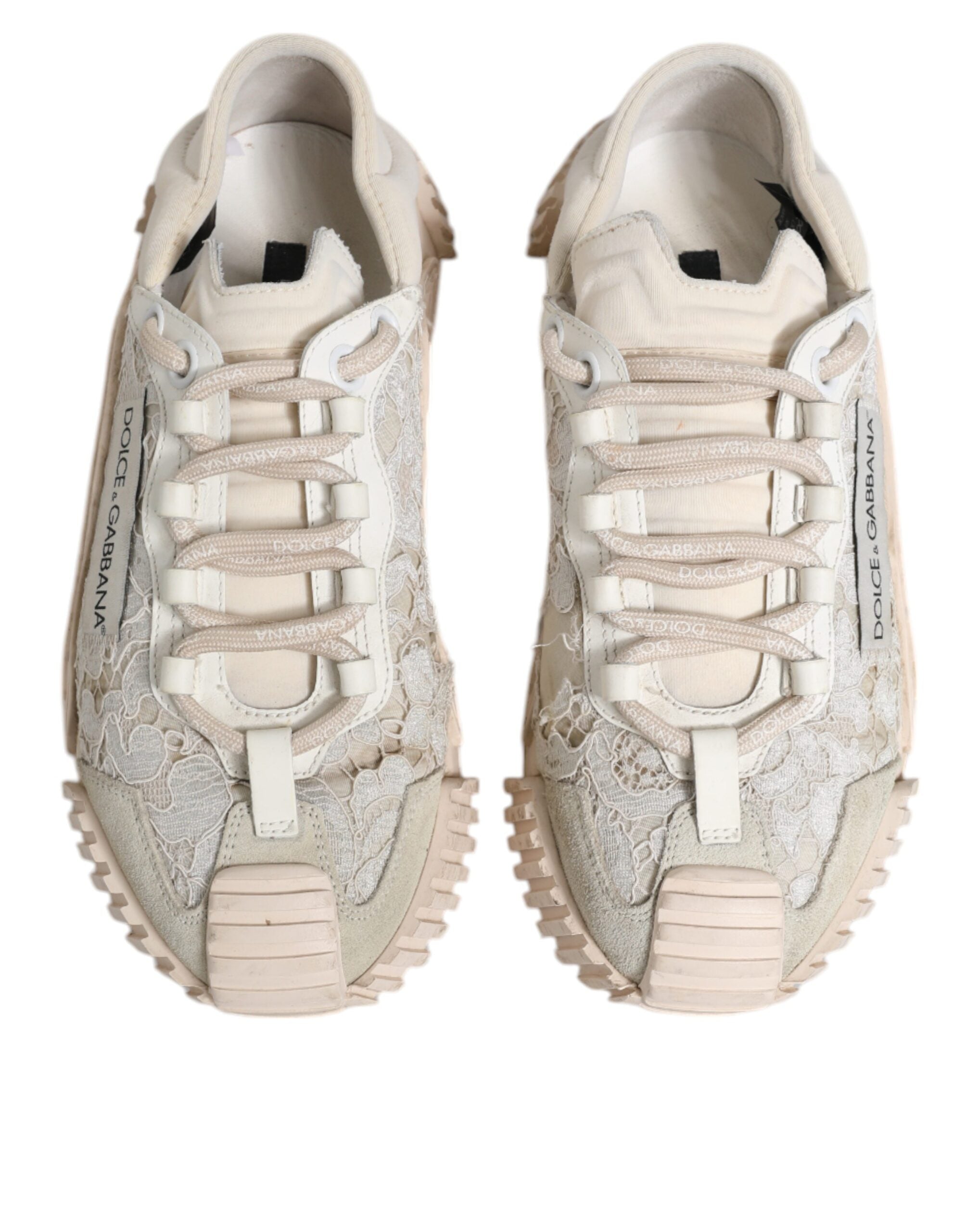 Dolce & Gabbana White Lace NS1 Low Top Sneaker Sports Women's Shoes (Pre-Owned)