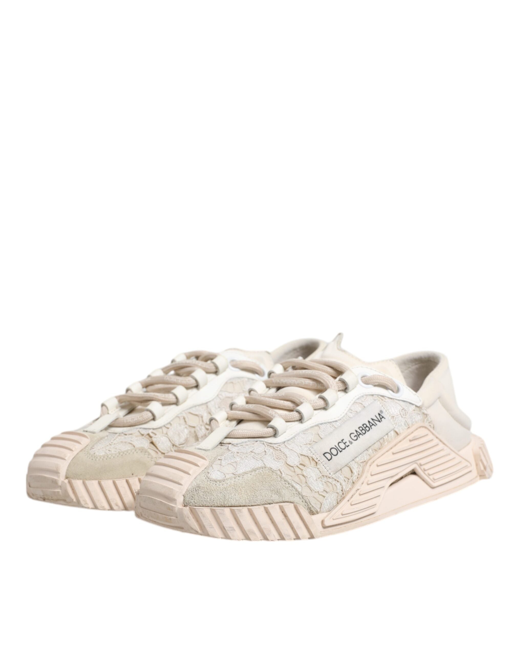 Dolce & Gabbana White Lace NS1 Low Top Sneaker Sports Women's Shoes (Pre-Owned)