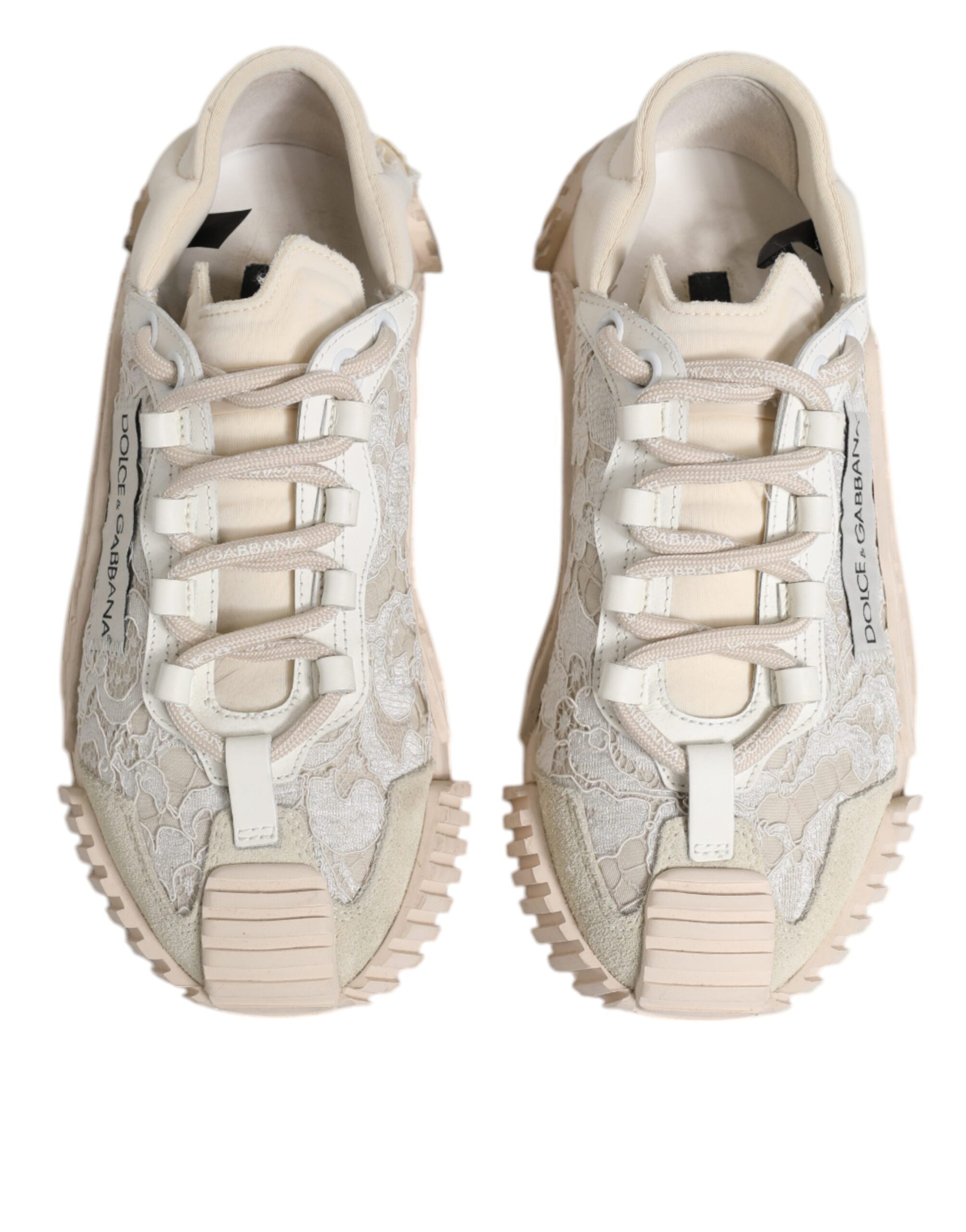 Dolce & Gabbana White Lace NS1 Low Top Sneaker Sports Women's Shoes (Pre-Owned)
